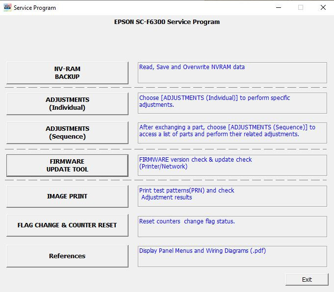 Epson SC-F6300 Service App Technical Support Software