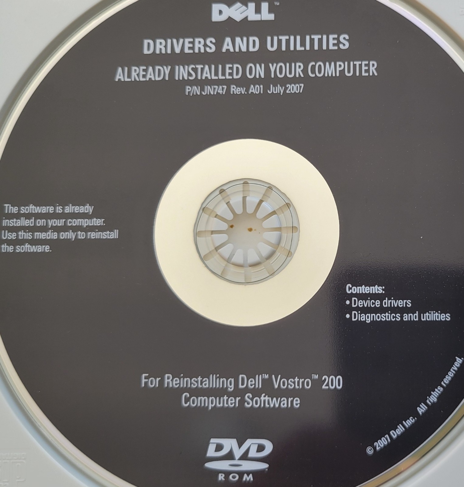 Vintage – Dell Drivers and Utilities for Vostro 200 Computer Software, 2007