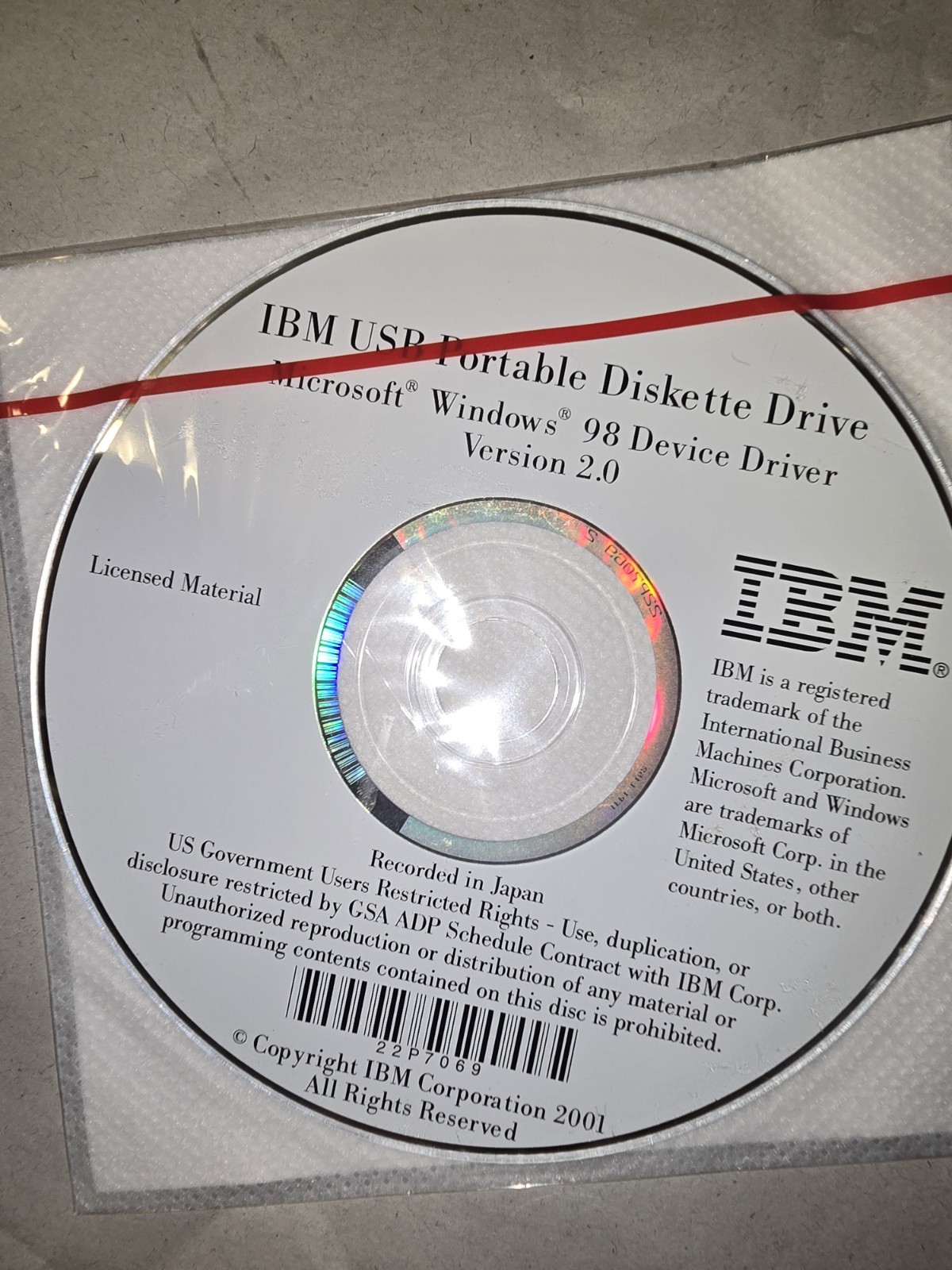 IBM USB Portable Diskette Driver Version 2.0 Windows 98 Vintage Software