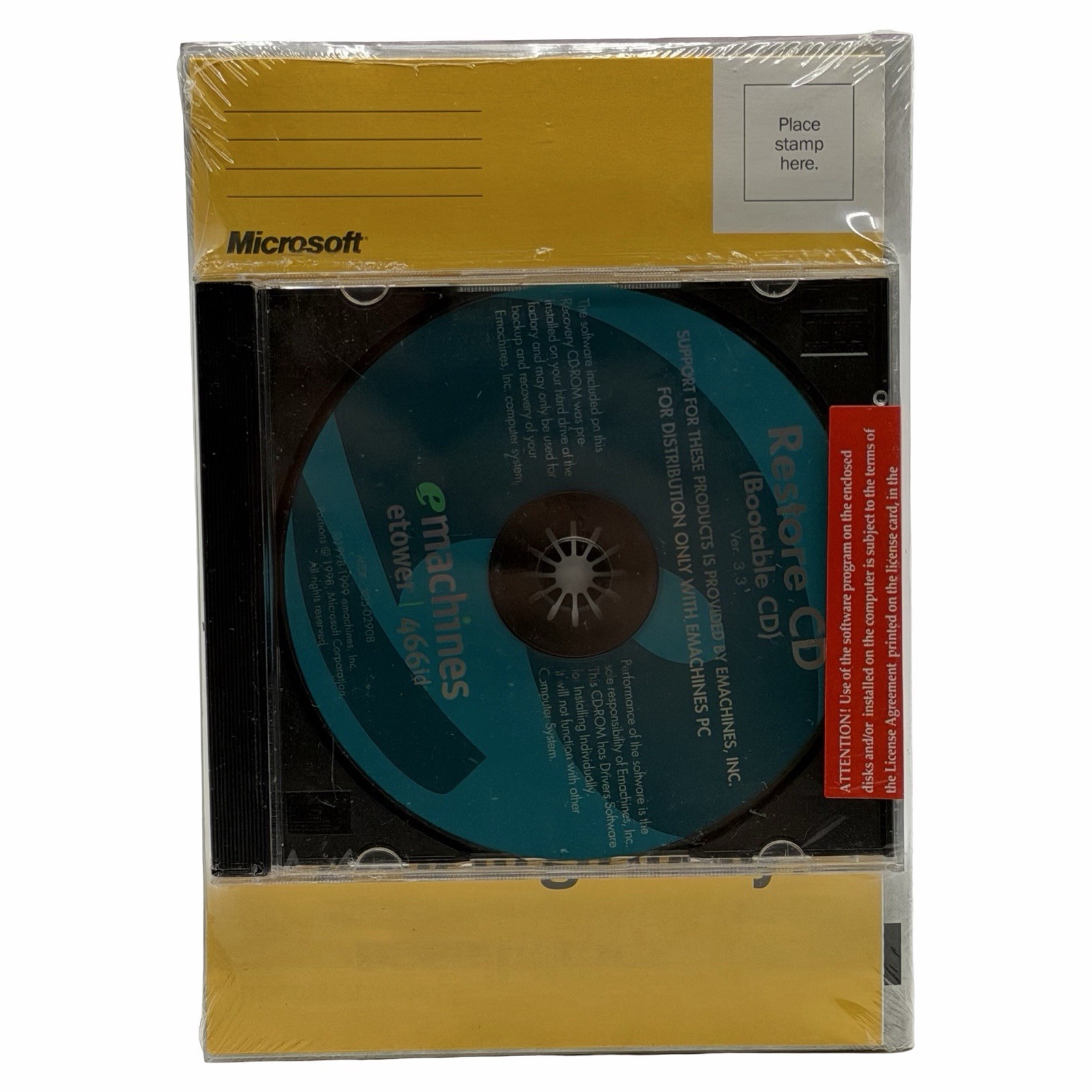 Emachines Ver 3.3 Bootable Restore CD 1998-1999 etower 466id Brand New Sealed