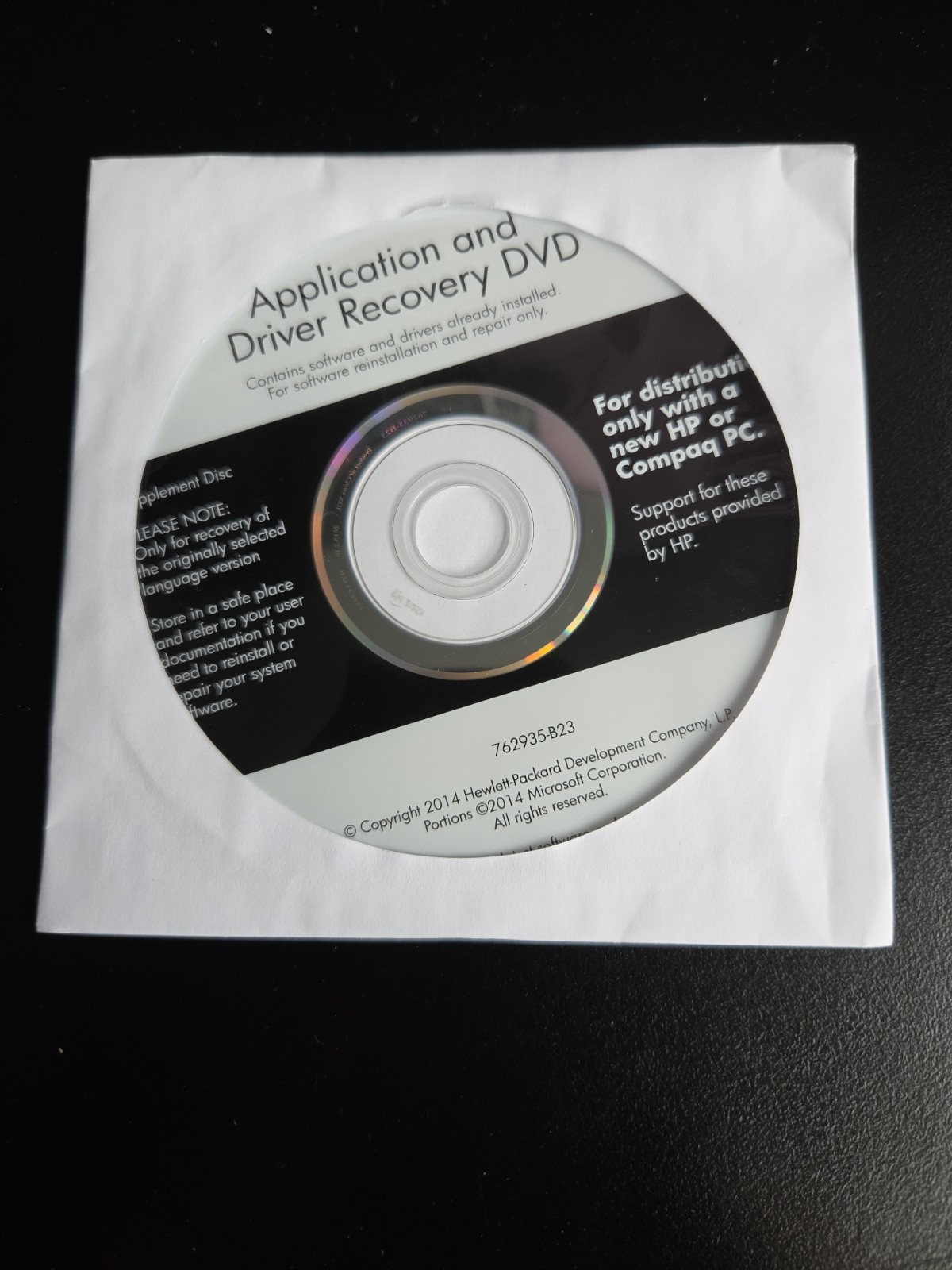 HP Application & Driver Recovery DVD Windows 8.1 New Sealed