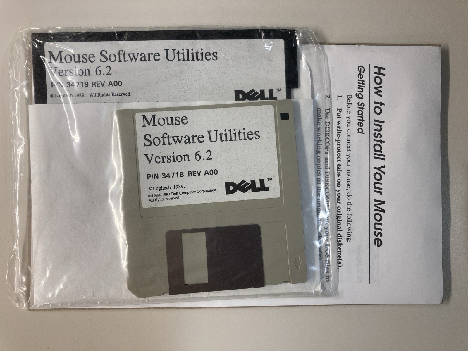 Dell Mouse Software Utilities 6.2 on 5.25 & 3.5 floppy disks, factory sealed