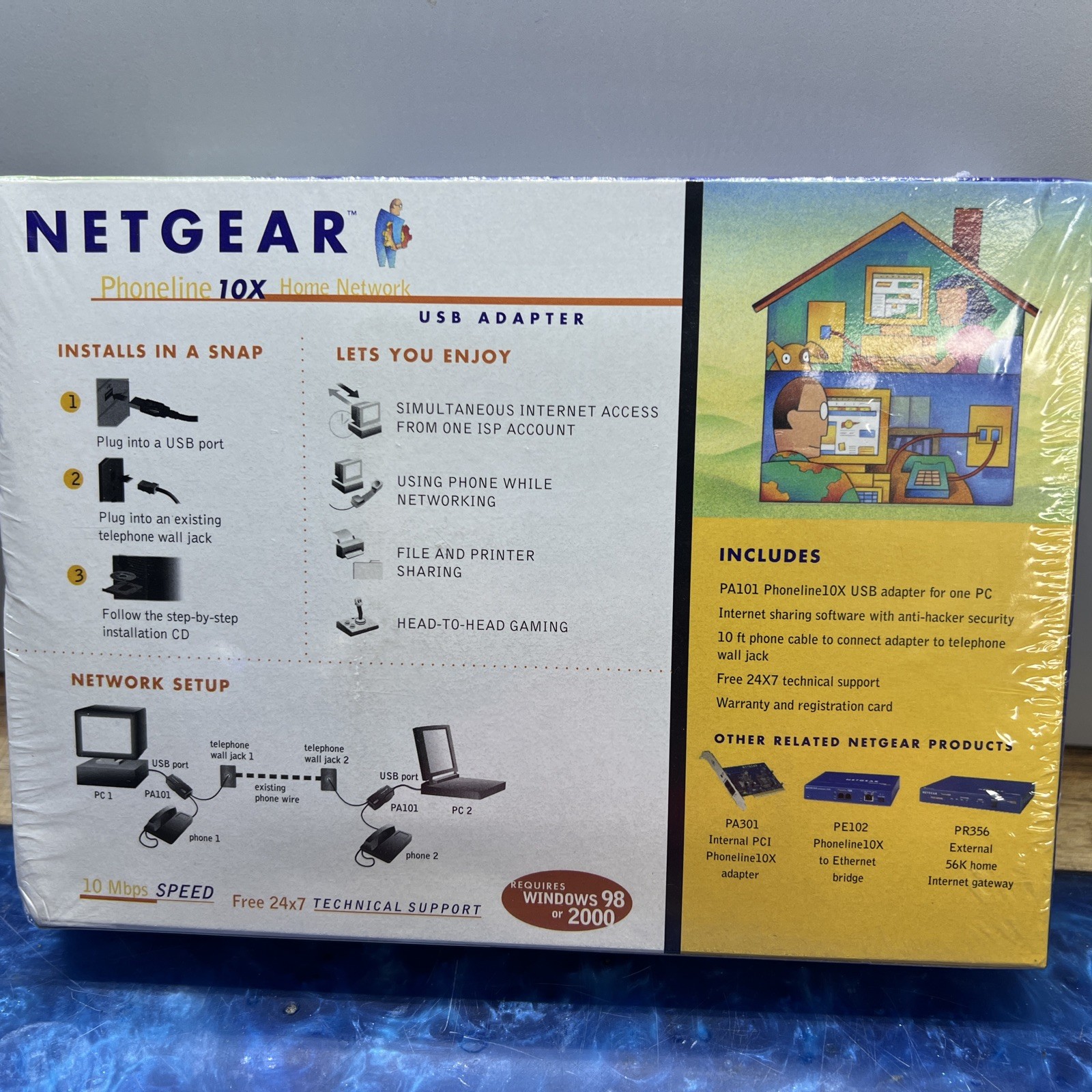 NEW Netgear PA101 Phoneline 10x Home Network USB Adapter SEALED IN BOX