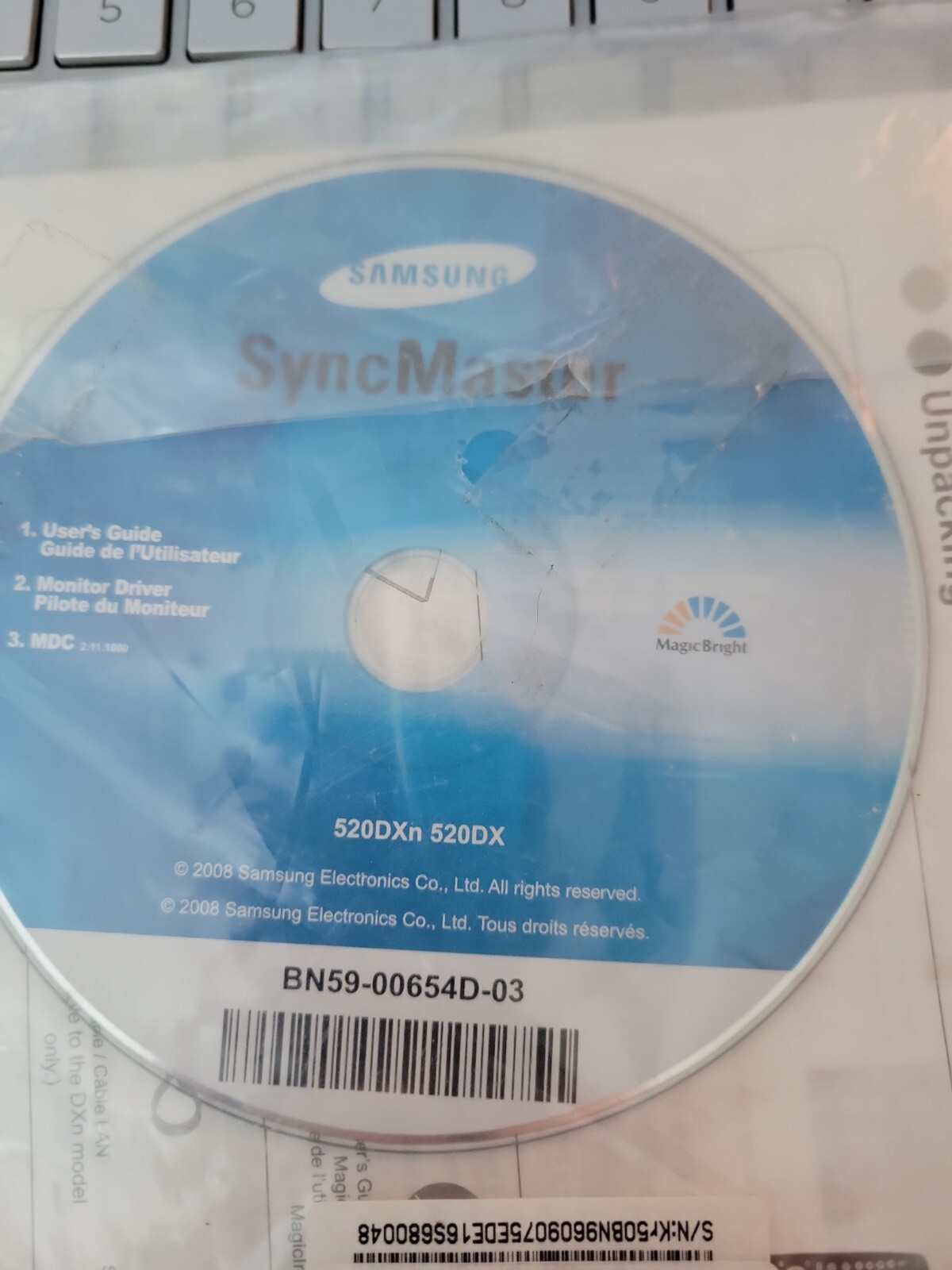Samsung SyncMaster 520DX 520DXn Monitor Driver User Manual CD BN59-00654D-03