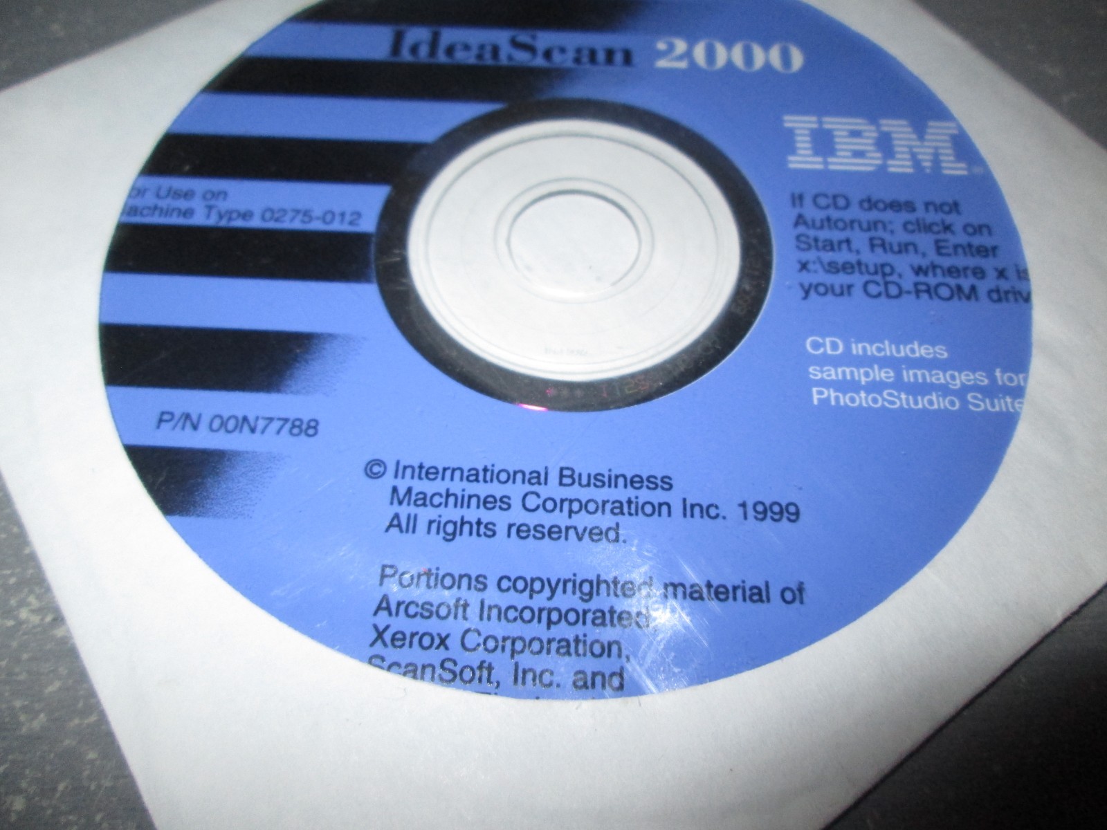Idea Scan 2000 IBM Xerox Installation CD-Rom Disc for Scanner 0275-012