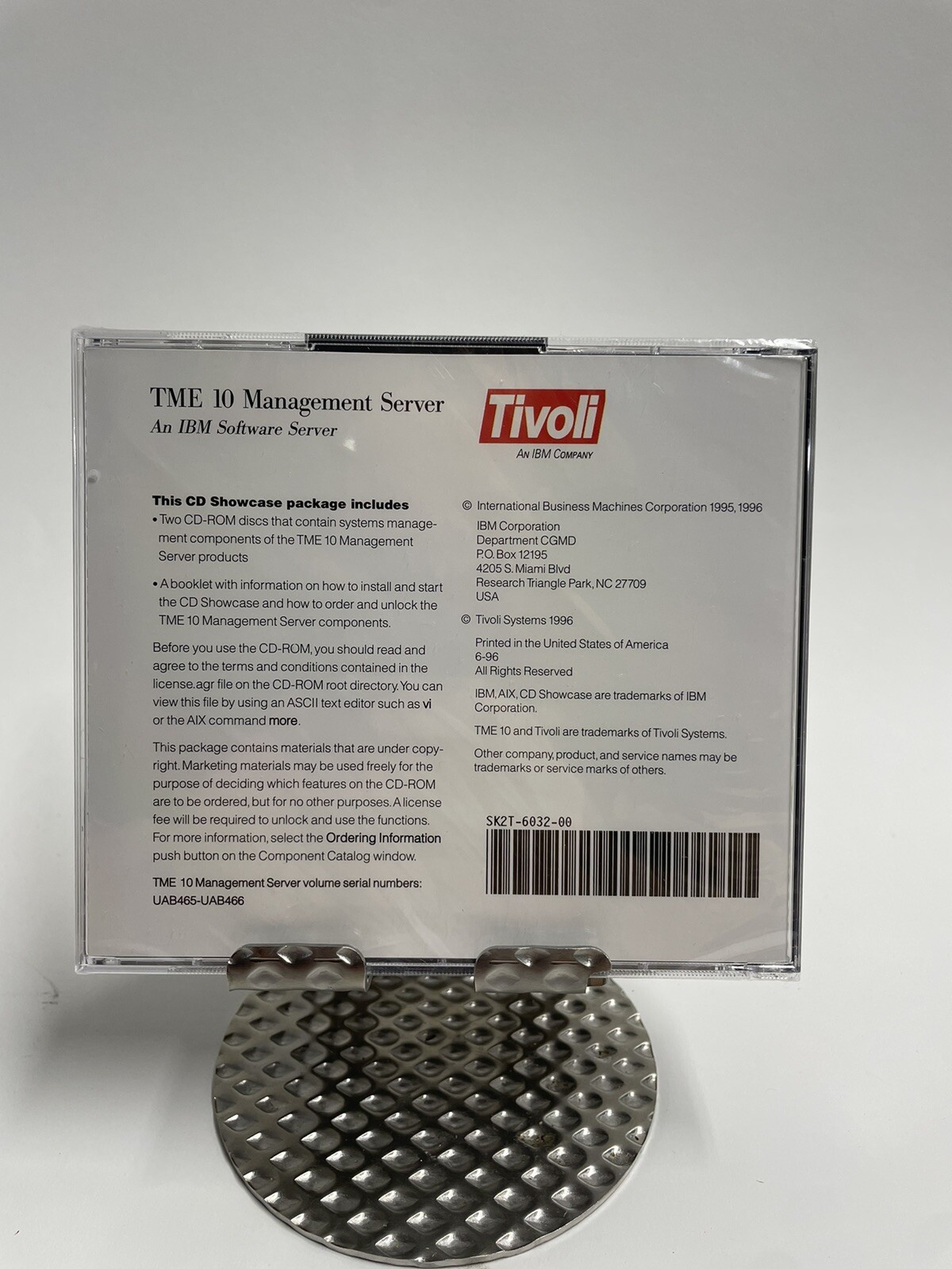 TIVOLI TIME 10 IBM MANAGEMENT SOFTWARE SERVER 2 CD SK2T-6032-00 USA 1996 Sealed