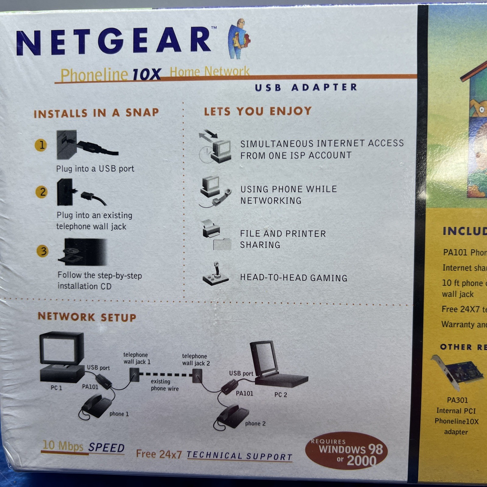 NEW Netgear PA101 Phoneline 10x Home Network USB Adapter SEALED IN BOX