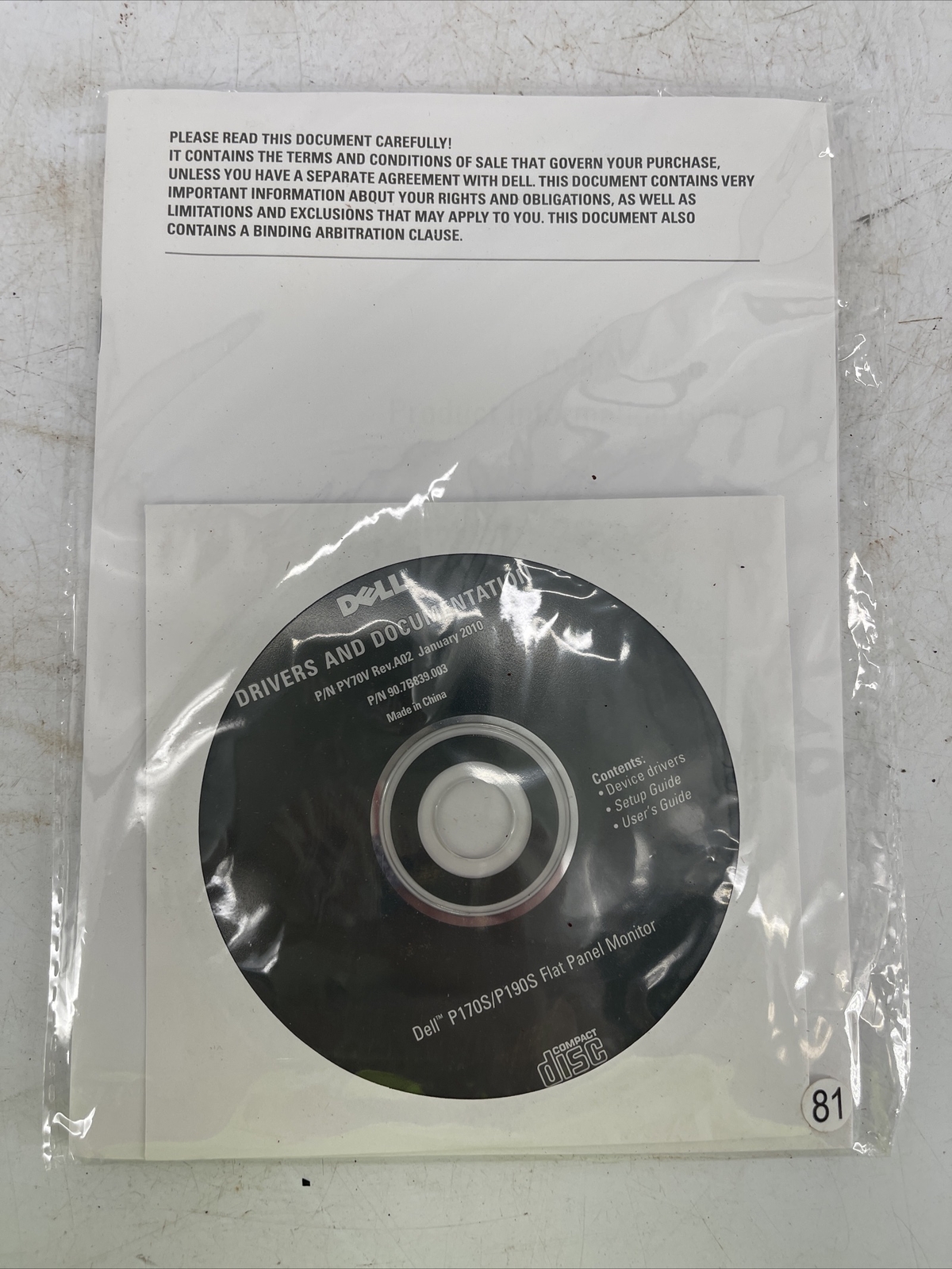 Dell Drivers and Documentation P/N PY70V Rev.A02 January 2010