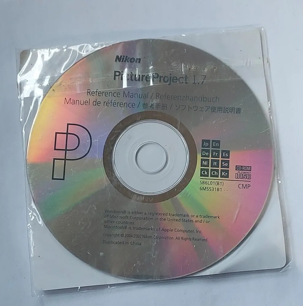 Nikon Picture Project 1.7 Windows & Mac CD-Rom & Reference Manual. New Sealed