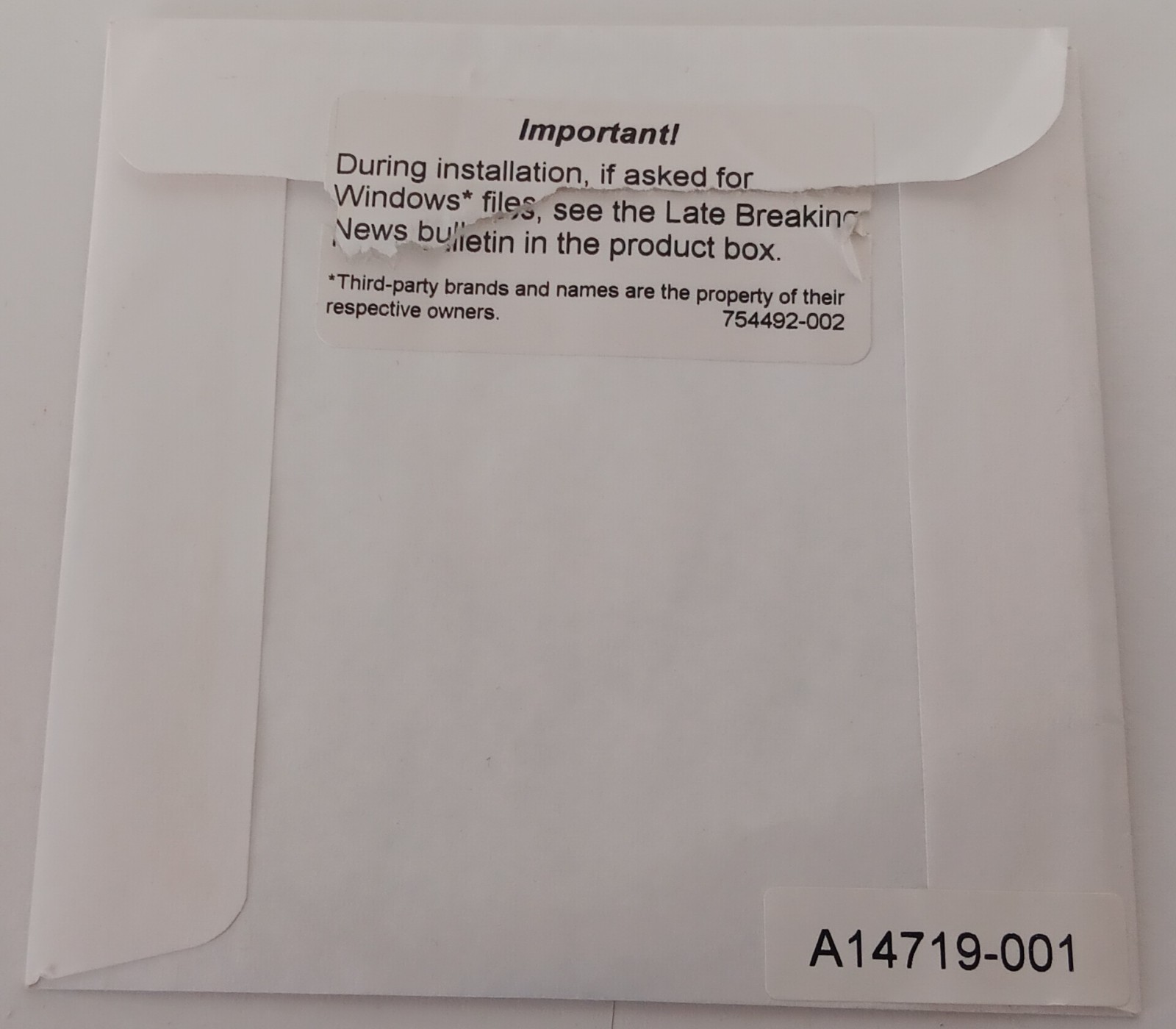 Creative CD-RW Blaster Installation CD ROM Software 754492-002 A14719-001