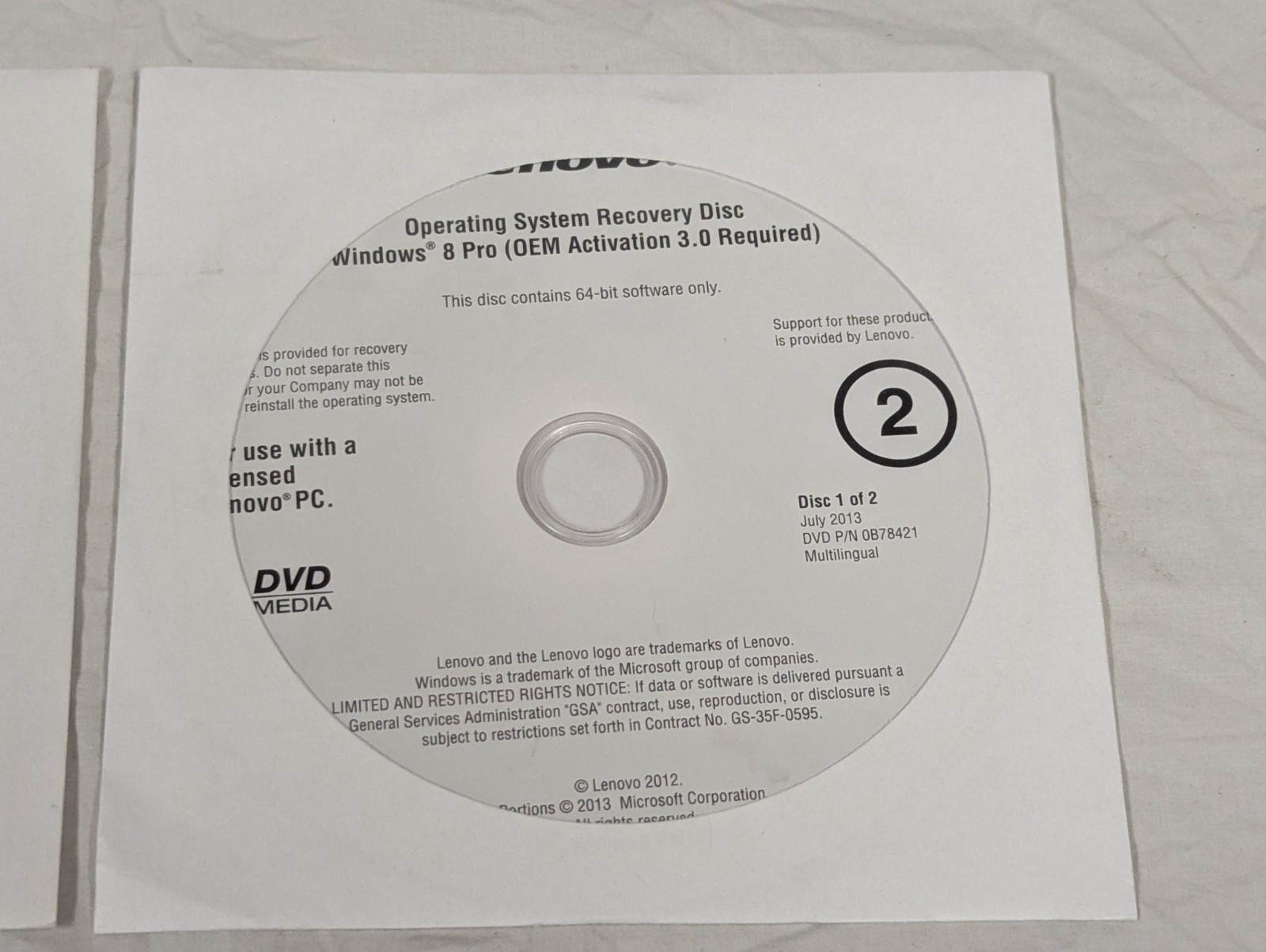 Lenovo M73 10B4 10AX 10B1 Windows 8 Pro OS Recovery & Drivers DVD Set Discs Only