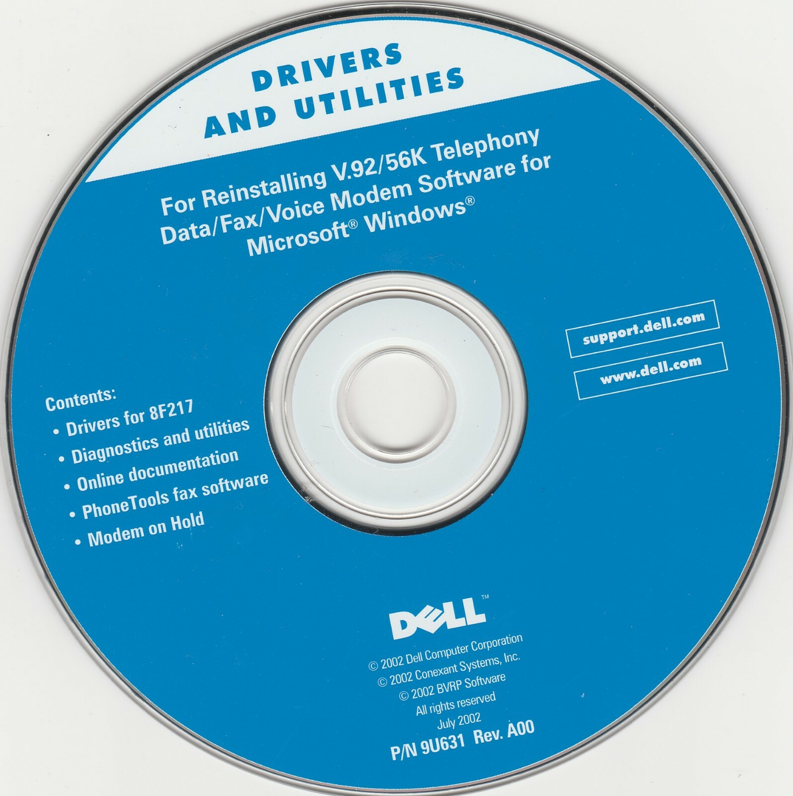 Dell Tools CD – Drivers and Utilities – Reinstalling V.92/56k Telephony Data/fax