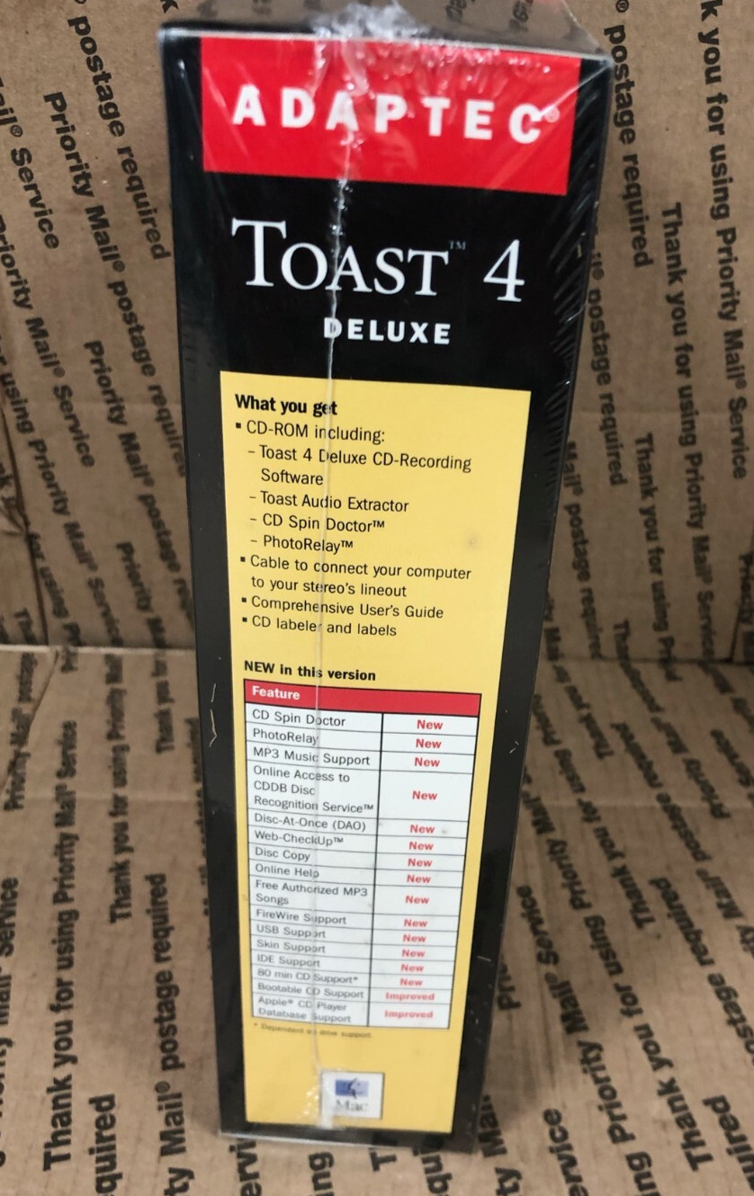 (NEW SEALED!) Adaptec Toast 4 Deluxe Software for Mac Big Box CD Recording