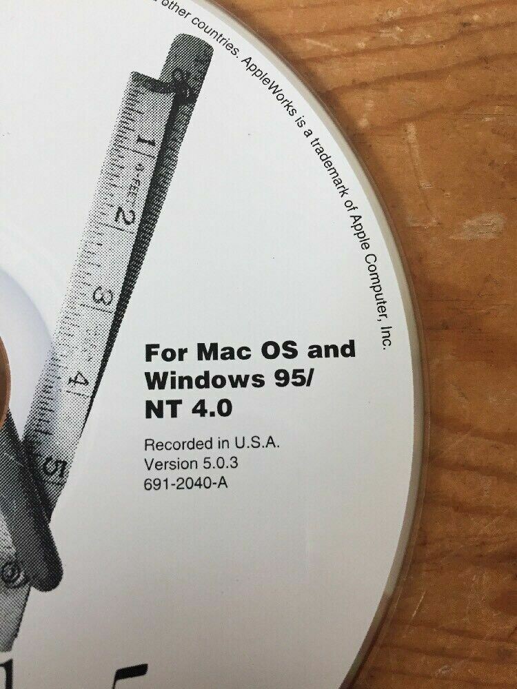 1998 Macintosh Mac AppleWorks 5 Version 5.0.3 For Mac OS Windows 95 Install CD