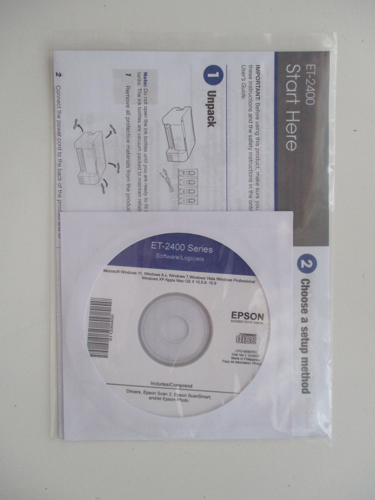 Setup Driver SOFTWARE for EPSON Series ET-2400 Software