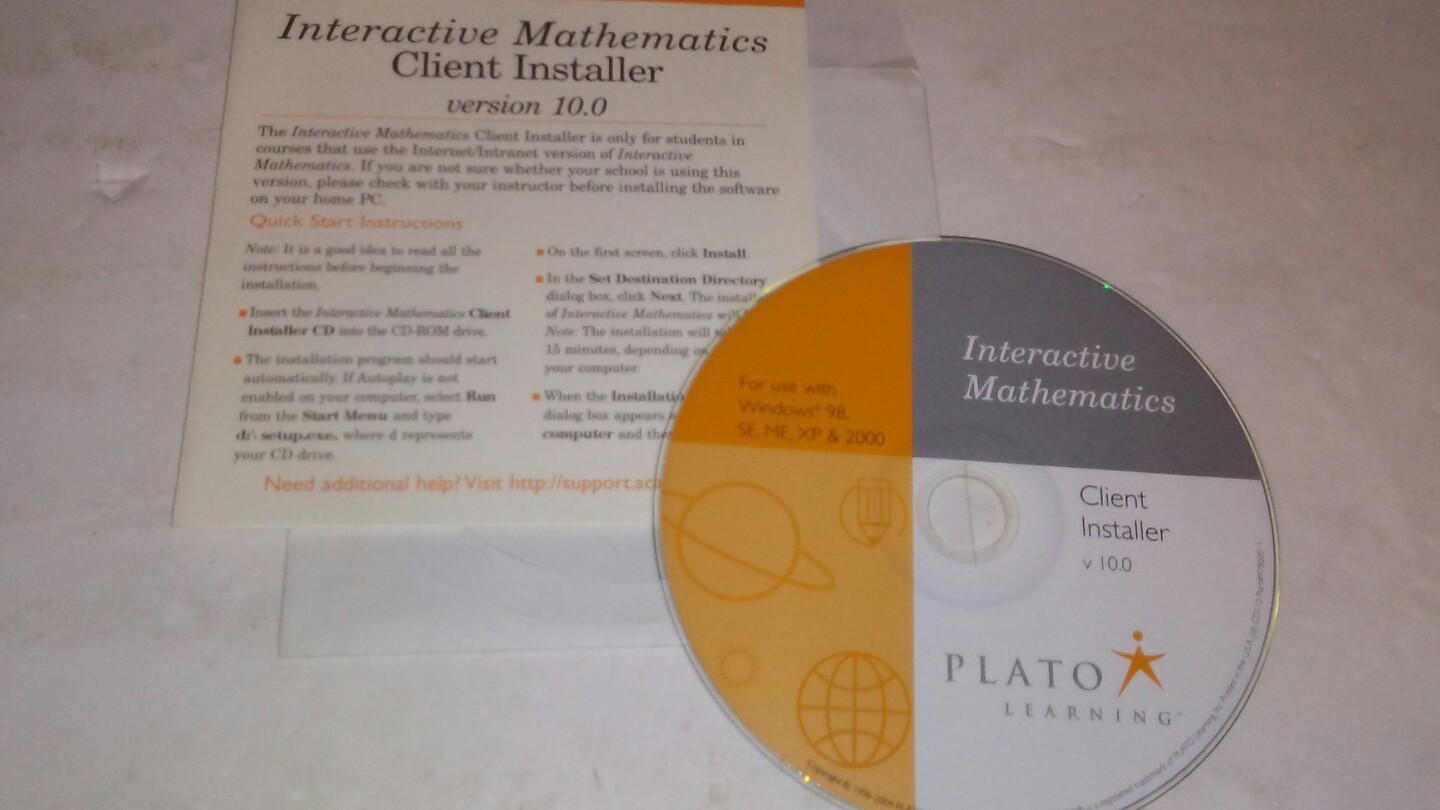 RARE Plato Interactive Mathematics Client Installer CD – Scratch Free Disc #XD10