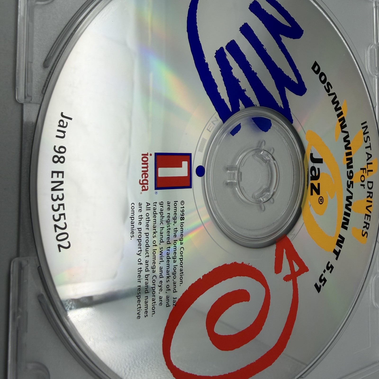 Vintage 1998 Iomega Jaz Software Drivers Update CD-ROM DOS WIN WIN95 WIN NT 5.51