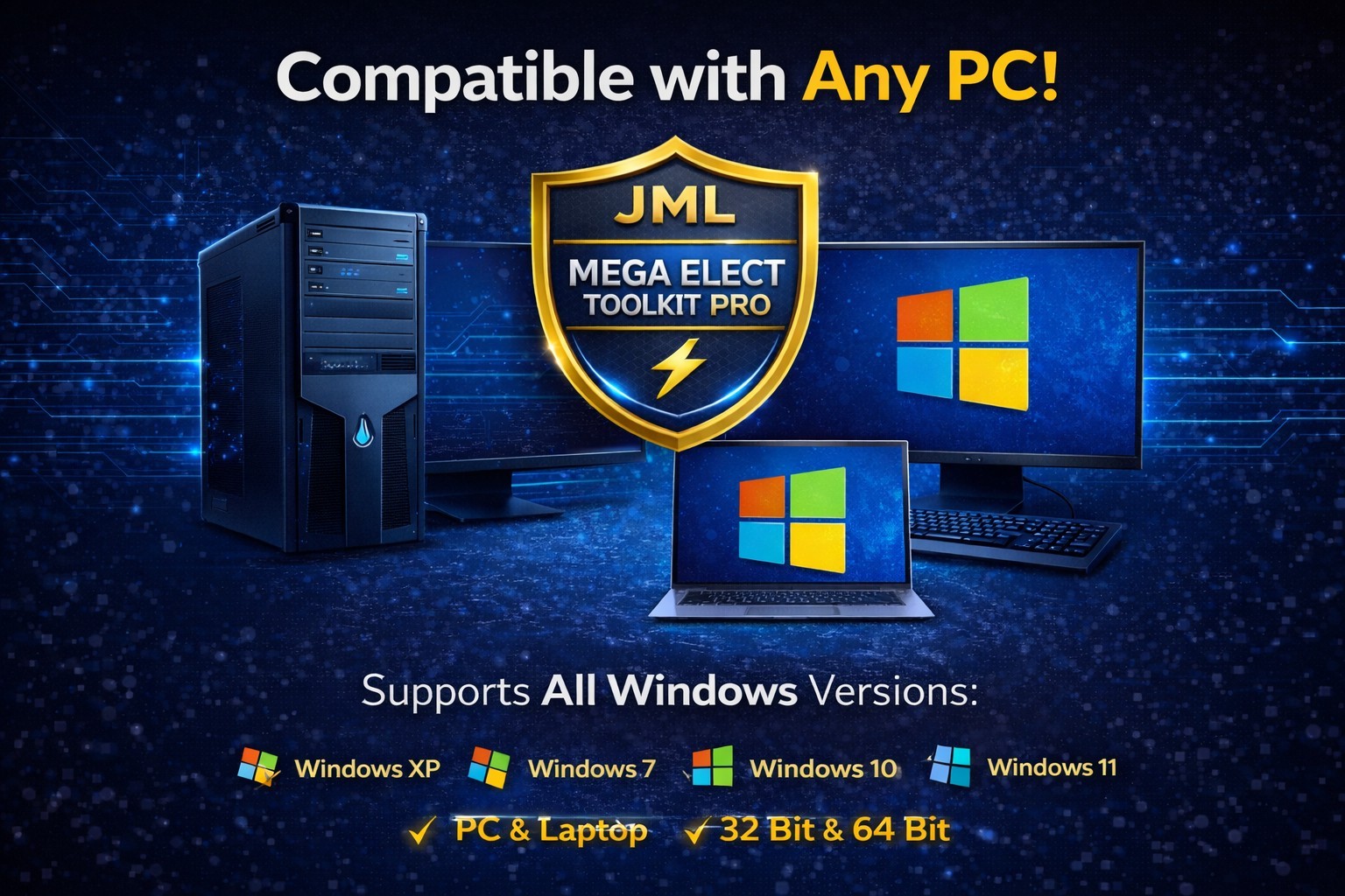 JML Mega Elect PC Repair Toolkit PRO USB | 1-Click Fix 50+ Tools No Sub