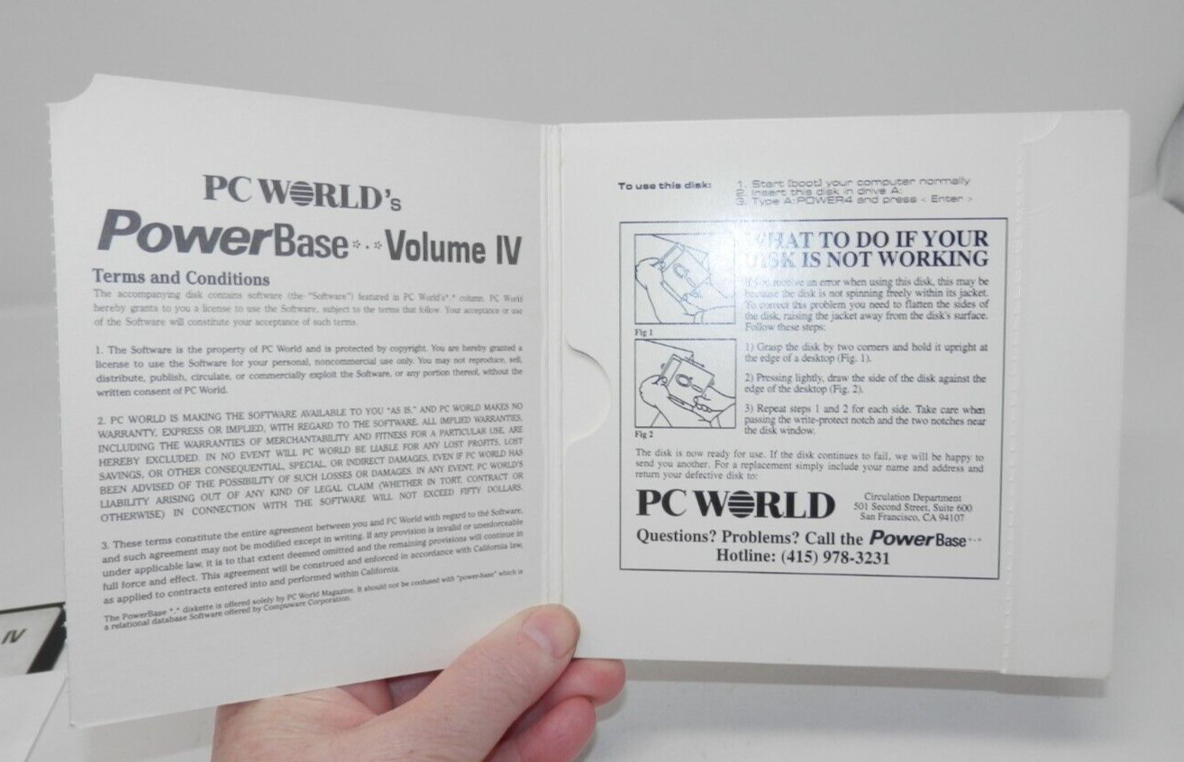 PC World’s PowerBase Volume IV • 5.25 Floppy Disk 1991 Utilities & Tips Vintage