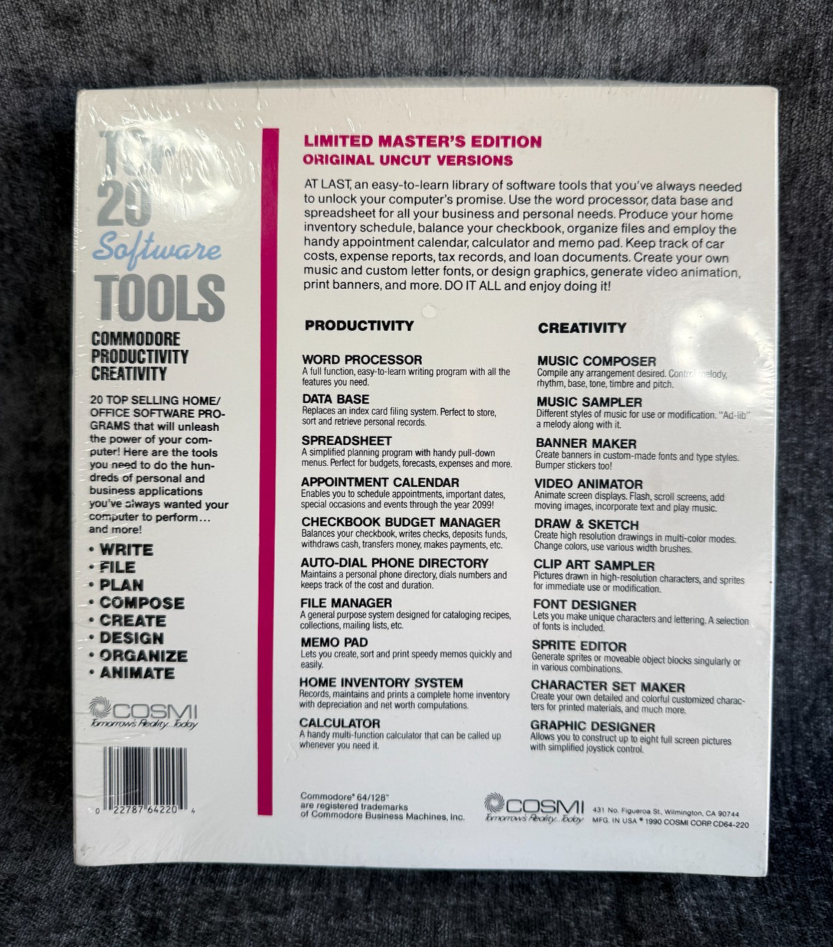 Commodore 64/128 Master’s Edition Top 20 Software Tools * VTG 1990 New & Sealed