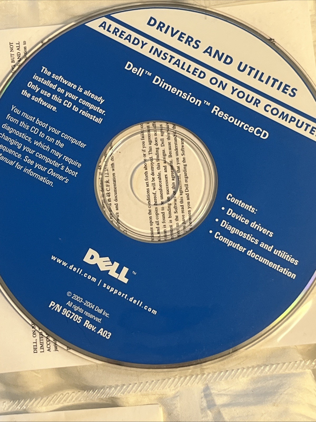 VTG DELL Dimension Drivers & Utility Resource CD’s OS Reinstalling Window Xp