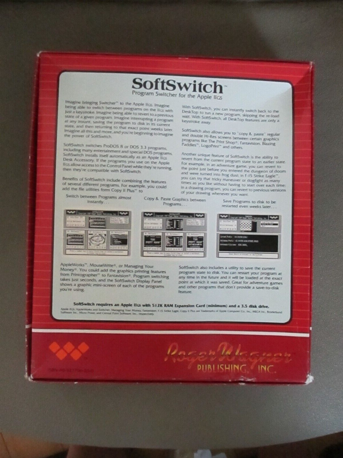 SOFTSWITCH BY ROGER WAGNER Apple IIGS VTG 3.5″ DISC SOFT SWITCH = SWITCHER