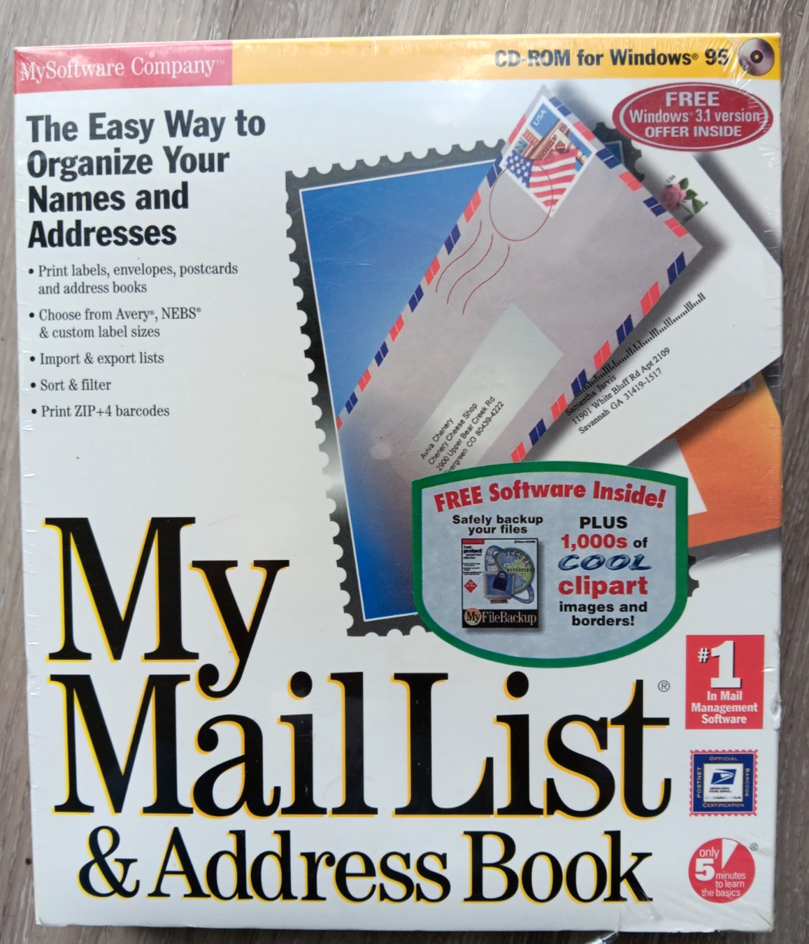My Mail List & Address Book Software CD Windows 95 – NEW SEALED