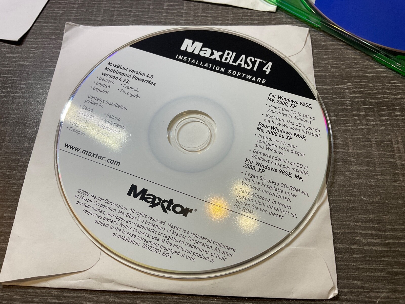 MaxBlast 4 Installation Software Disc Only Version 4 Maxtor 2005