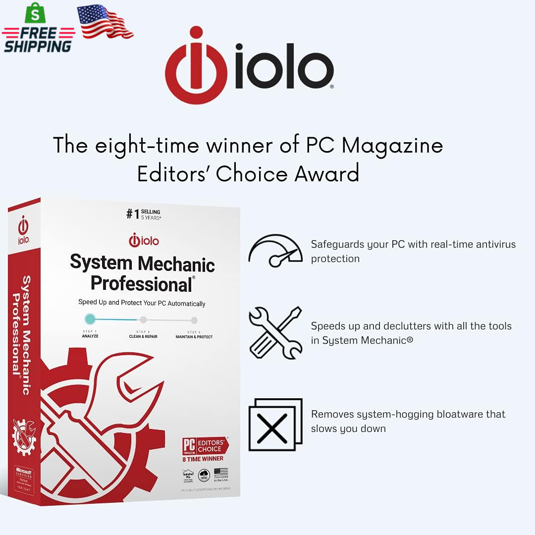 Iolo – System Mechanic Pro, Computer Cleaner for Windows, Blocks Viruses and Spy