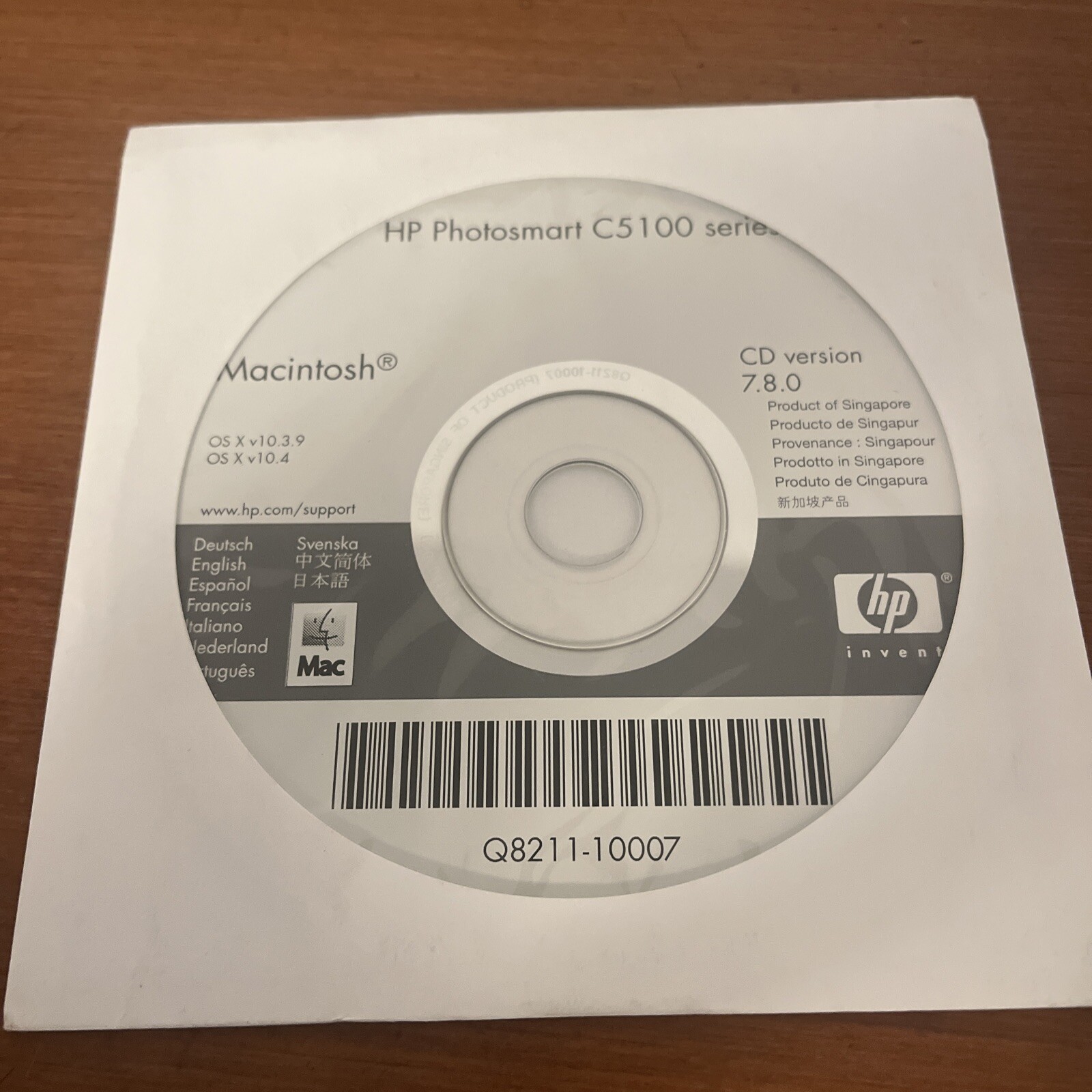 Software HP Photosmart C5100 Macintosh CD Version 7.8.0