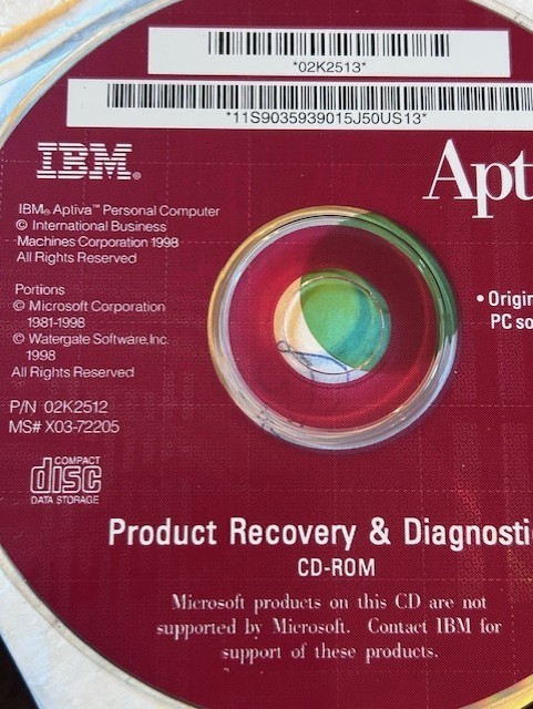IBM Aptiva Product Recovery CD & Recovery Diagnostics CD
