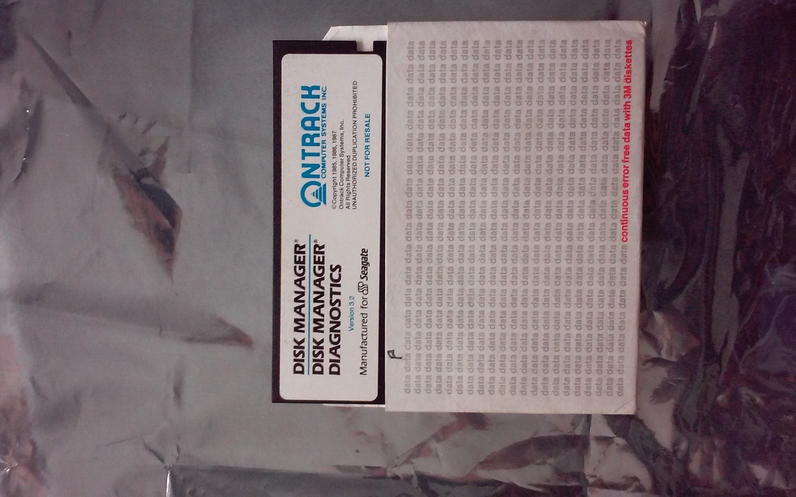 • ontrack disk manager 3.2 mfg for seagate 1987 Vintage