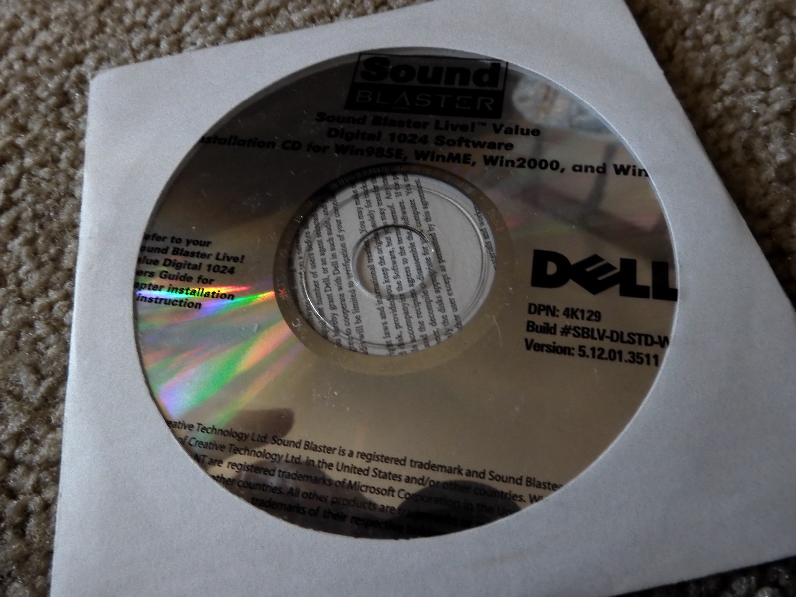 Dell Sound Blaster Live Value Digital 1024 Software CD Windows 98SE/ME/2000/XP