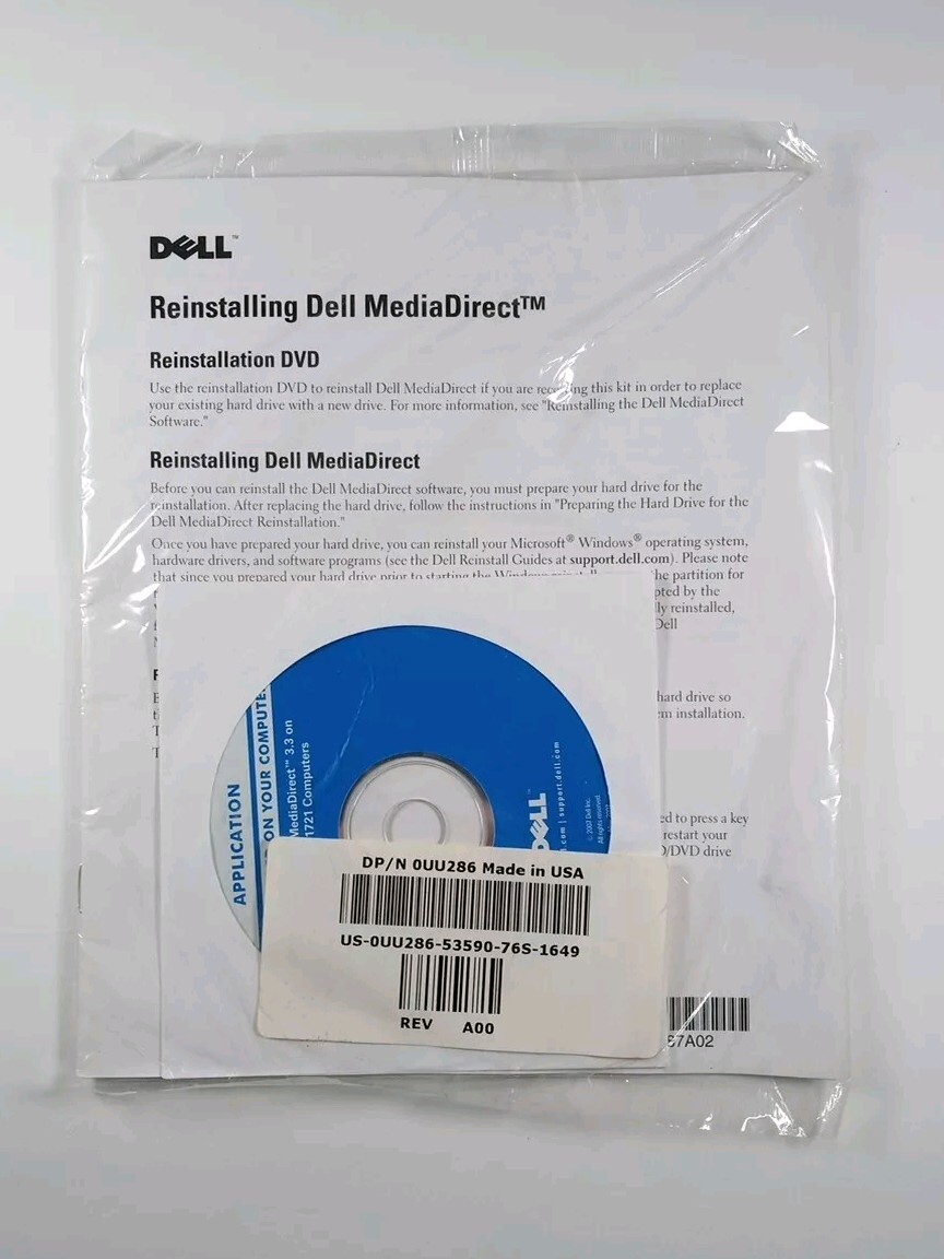 Dell Media Direct 3.3 Install CD and Instructions NEW SEALED