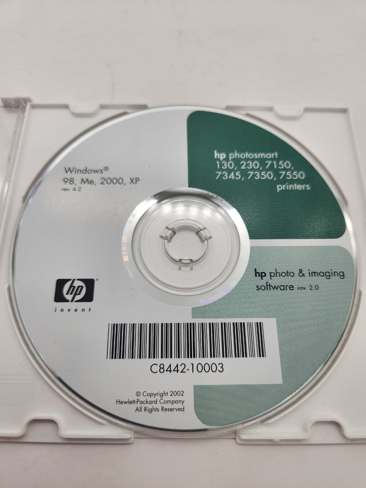2002 HP Photosmart C8442-10003 Photo & Imaging Software For Windows Rev. 2.0