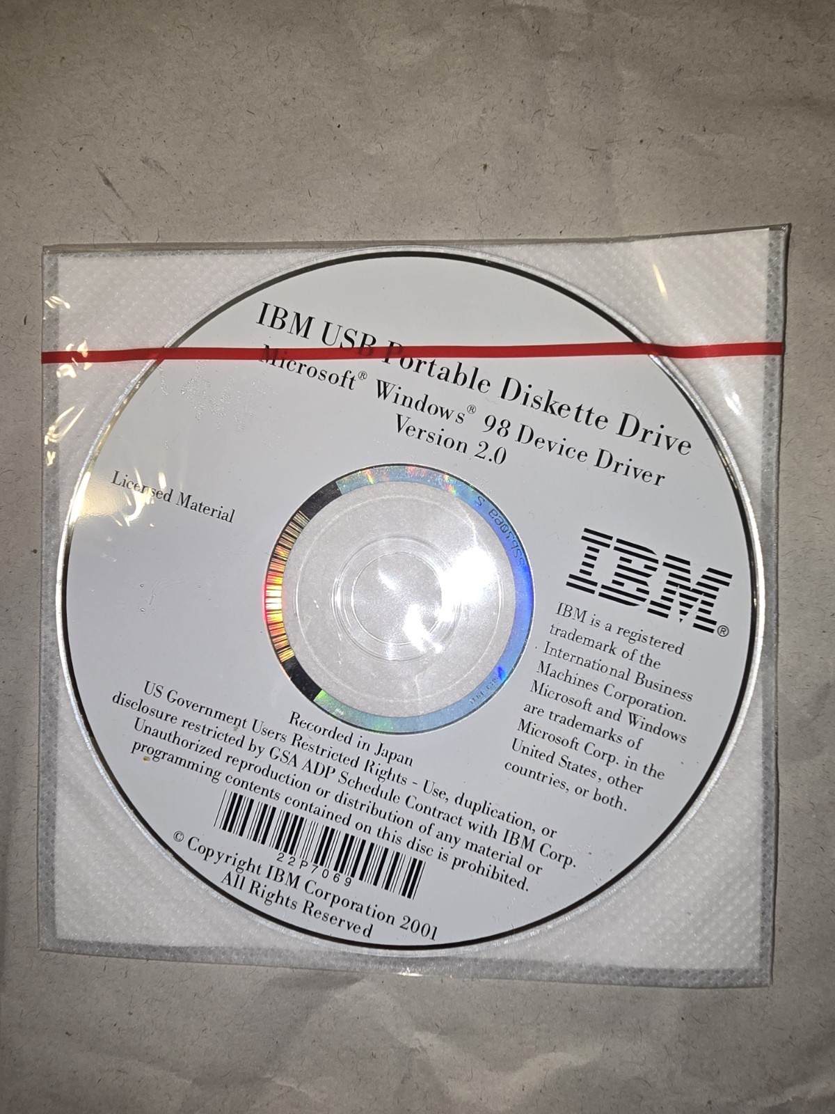 IBM USB Portable Diskette Driver Version 2.0 Windows 98 Vintage Software