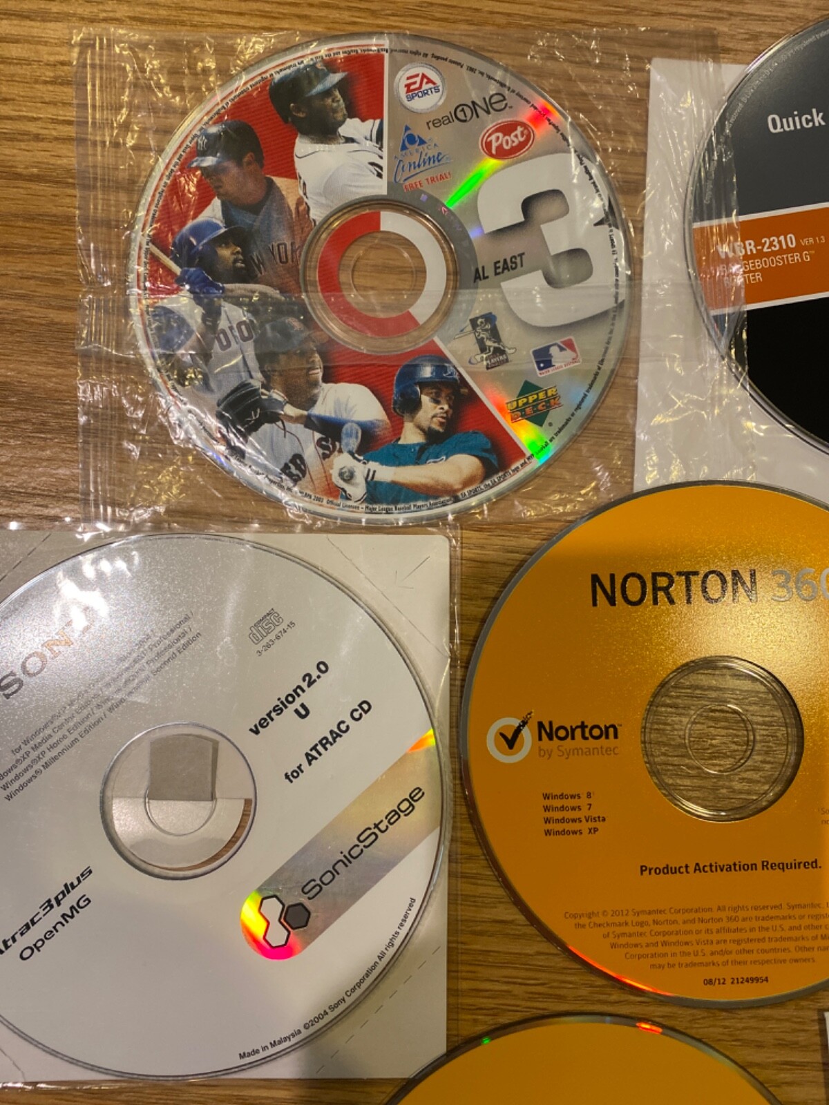 Vintage DVD CD Lot Of 7 Sony, Norton 360, Arris Touchstone, AOL Upper Deck Post