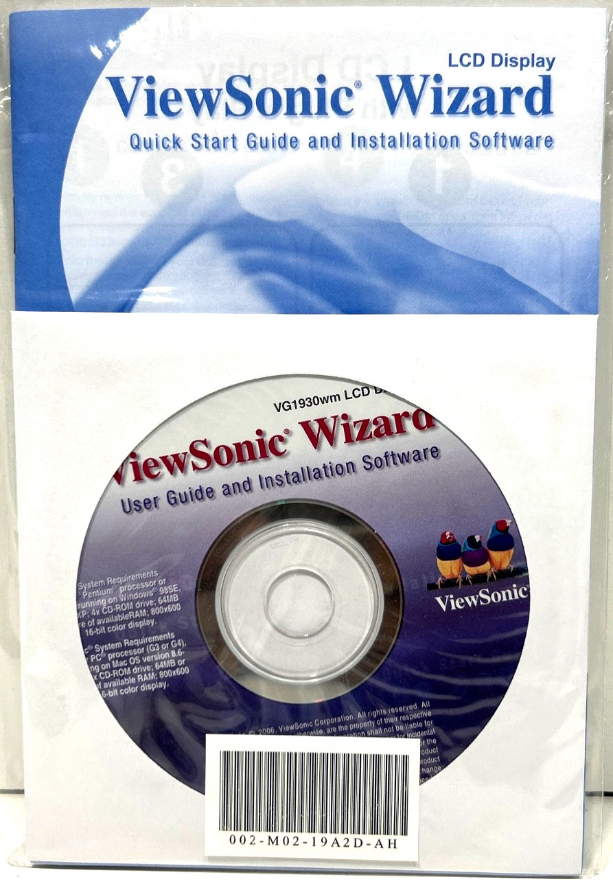 Wizard & ViewSonic Monitor VG1930wm DISC ONLY User Guide & Installation Softwar