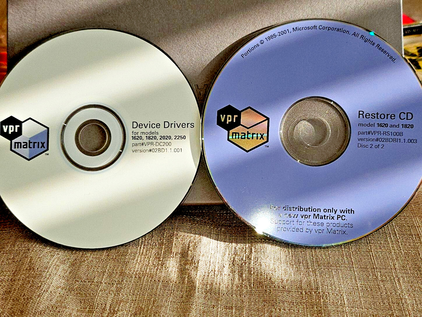VPR Matrix Device Drivers Restore CD 1620 1820 2020 2250 / 2 CDs