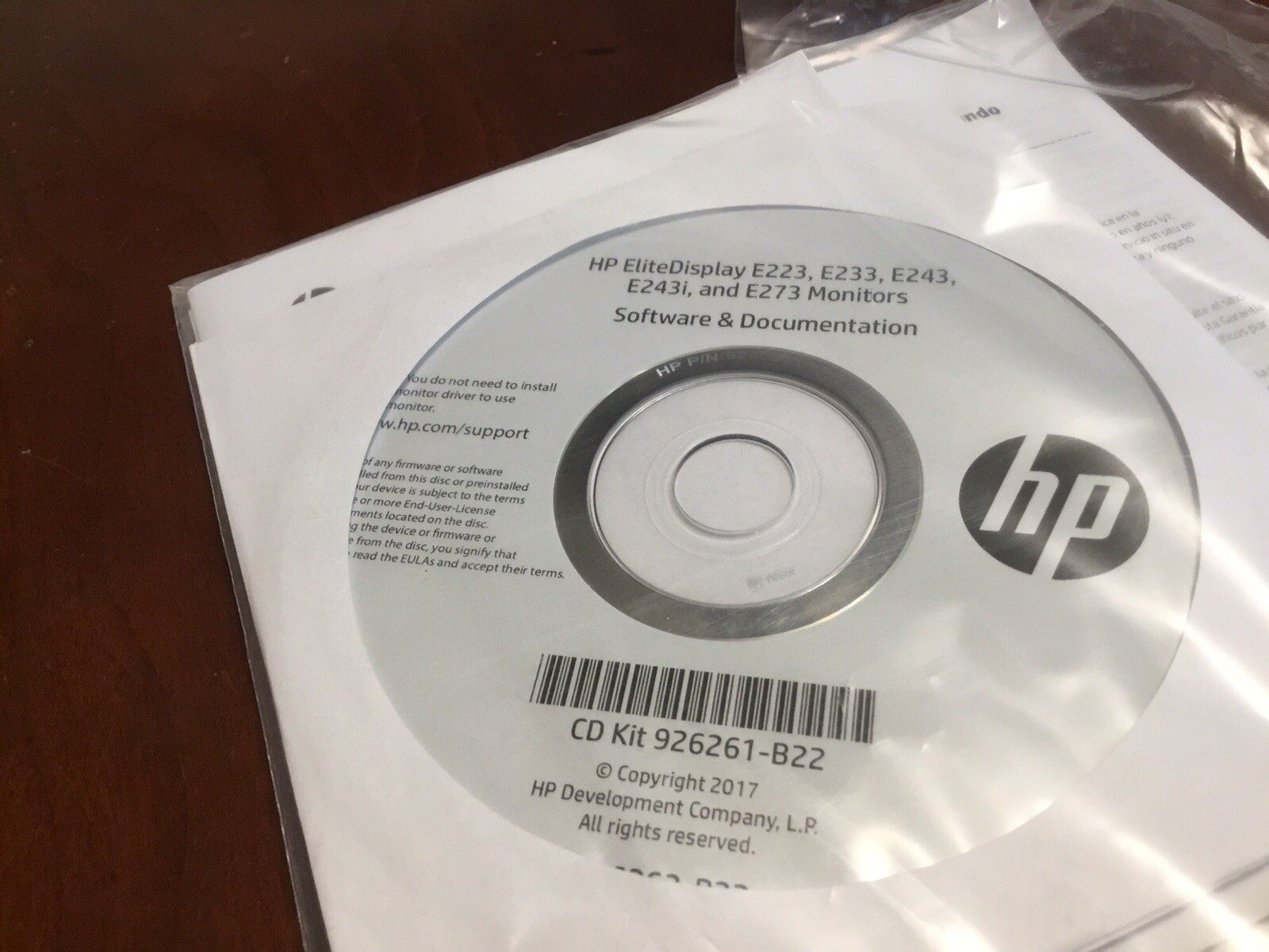 HP CD Kit 926261-B22 Elite Display Software & Documentation E223 E233 E243 NEW