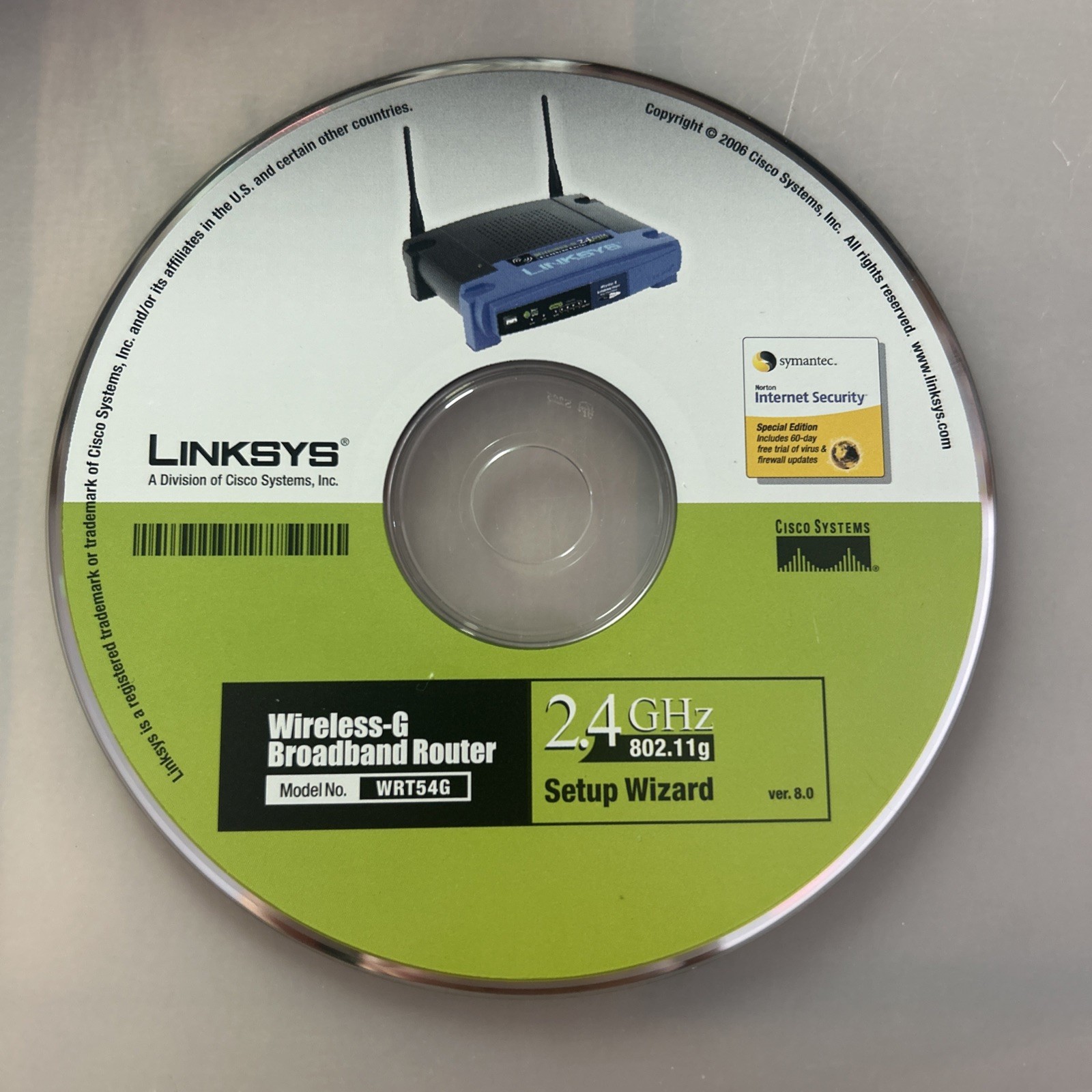 Linksys Wireless-G Broadband Router WRT54G Setup Wizard 8.0 2.4 GHz 802.11g