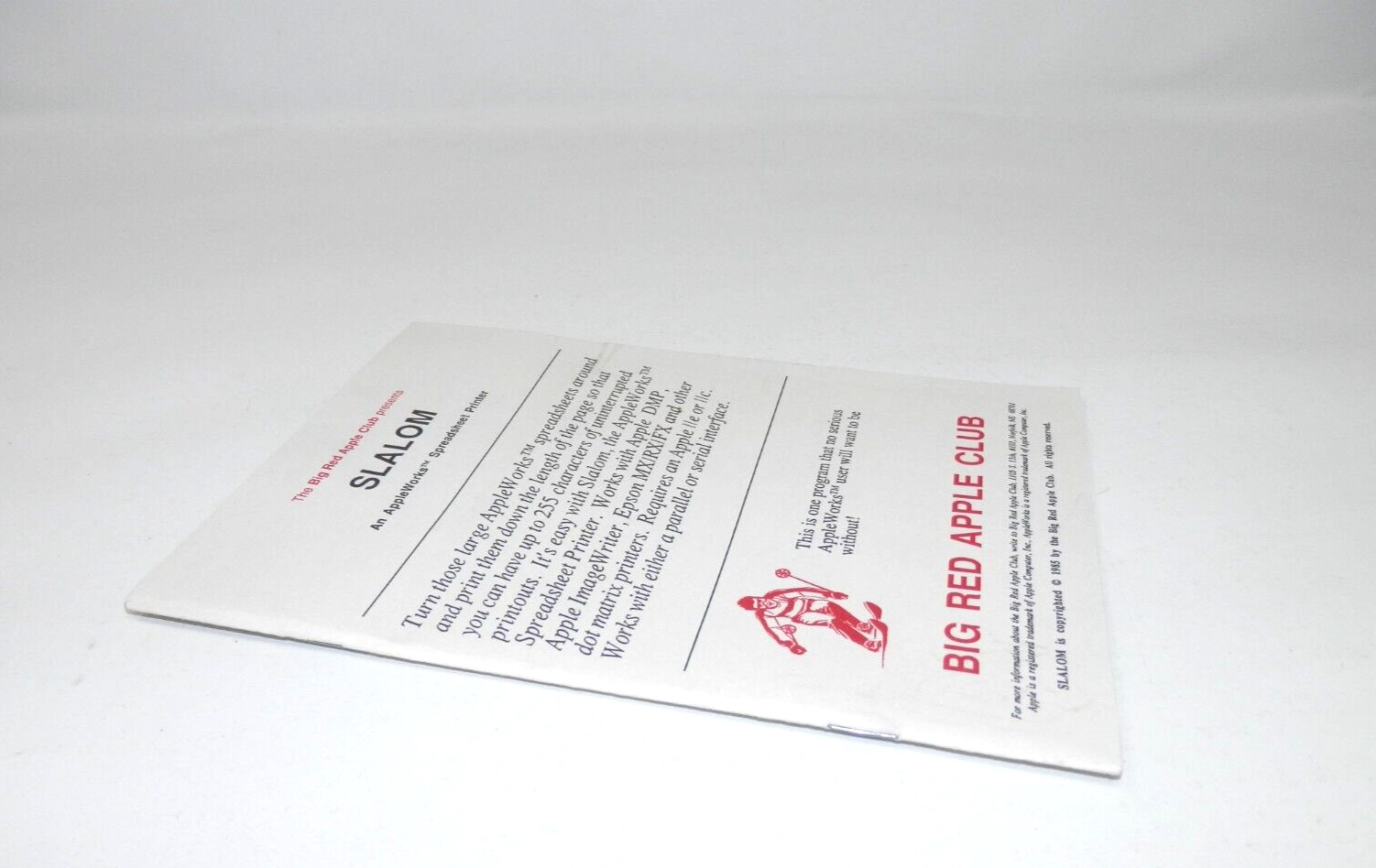 Slalom AppleWorks Spreadsheet Printer Program Vintage Software ’85 Apple IIe IIc