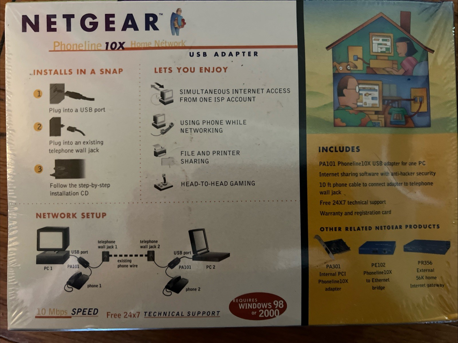 NEW Netgear PA101 Phoneline 10x Home Network USB Adapter SEALED IN BOX