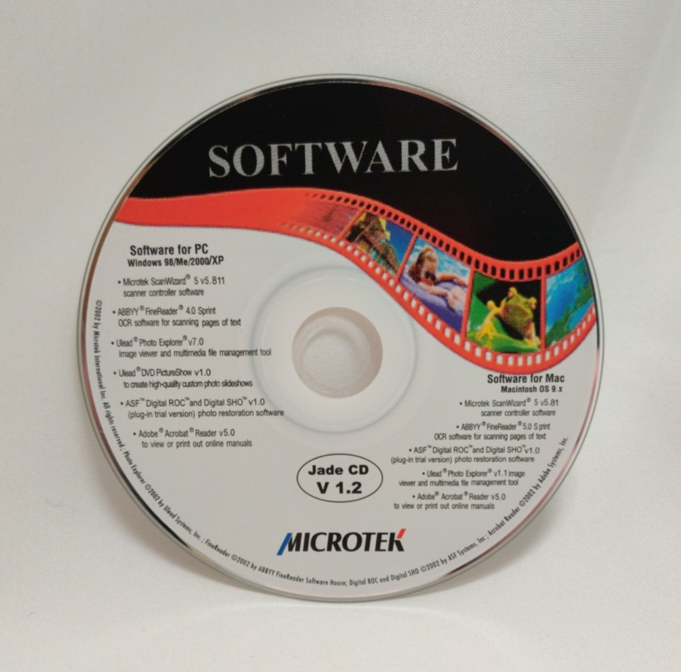 2003 Microtek Scanner Software JADE v 1.2 PC MAC CD-ROM 2003 – Disc Only