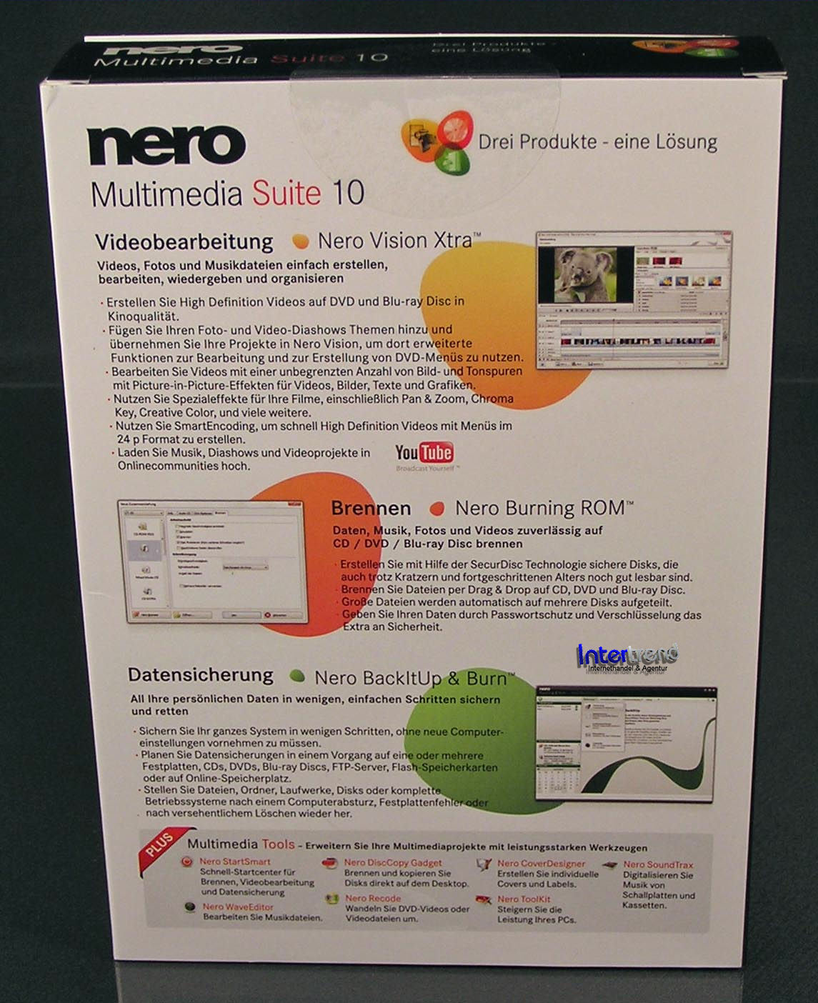 Nero 10 Multimedia Suite Full Version Box + CD 3-in1 BackItUp Burning Software + Original Packaging