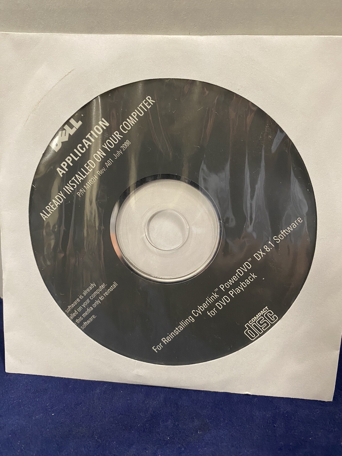 New Dell Application M102H Reinstalling CD 2008 Cyberlink PowerDVD DX 8.1 Soft