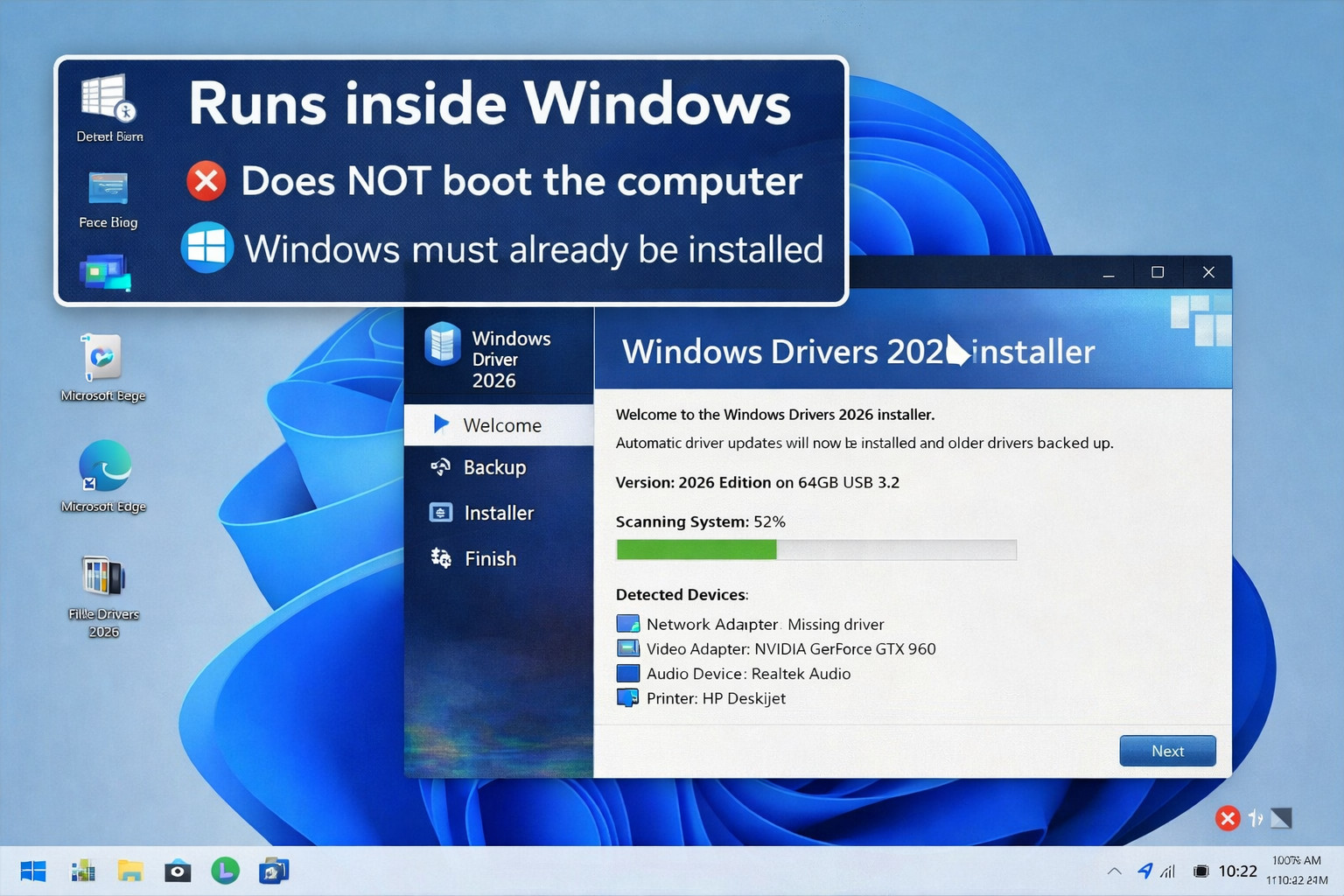 Offline Windows Driver Installer USB 2026 64GB USB 3.2 | No Internet Needed