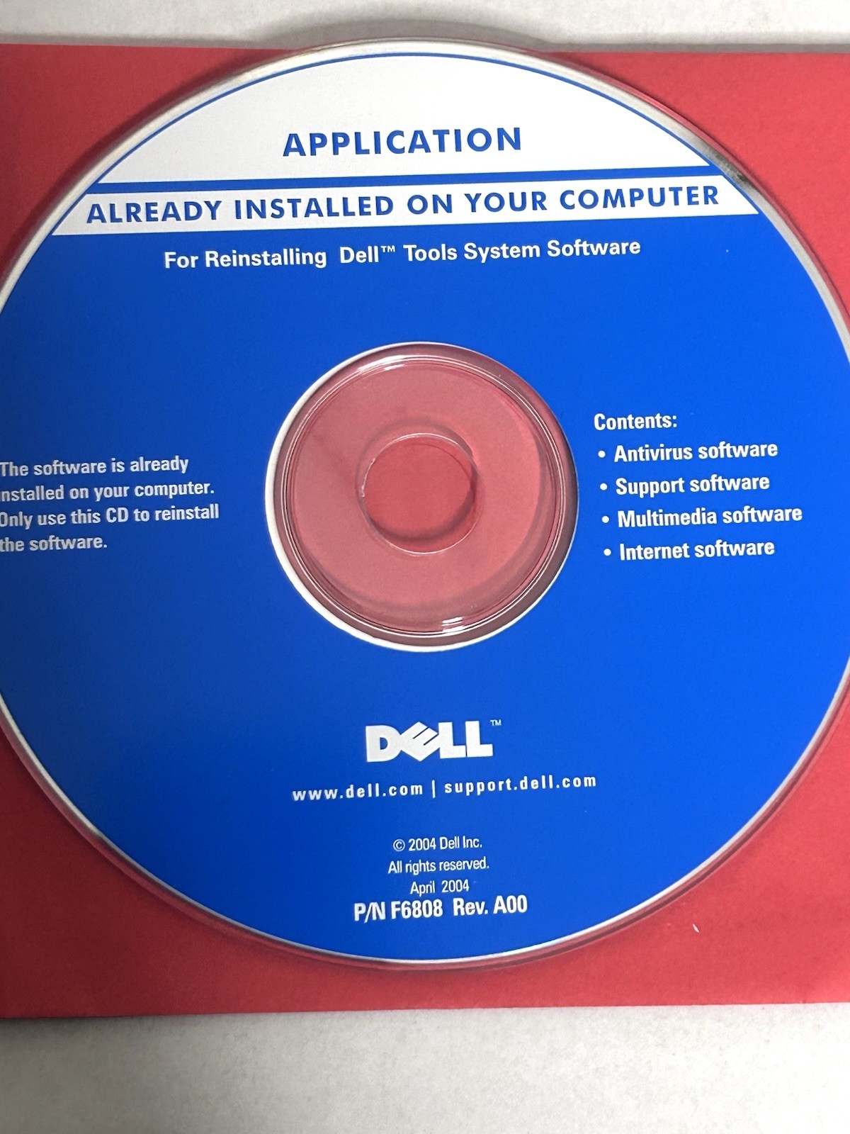Dell Tools System Software Reinstallation CD 2004 P/N F6808 Rev A00