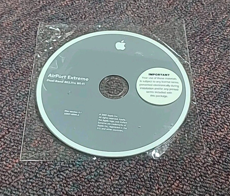 Apple Macintosh AirPort Extreme Dual Band 802.11n Wifi Ver 2.1 Installation CD