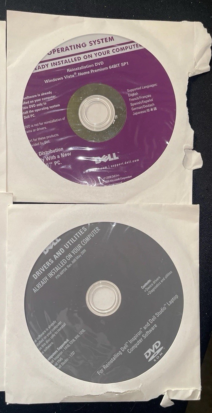 Lot of 4 Install Discs 2009 Dell Inspiron Dell Studio Drivers & More Software